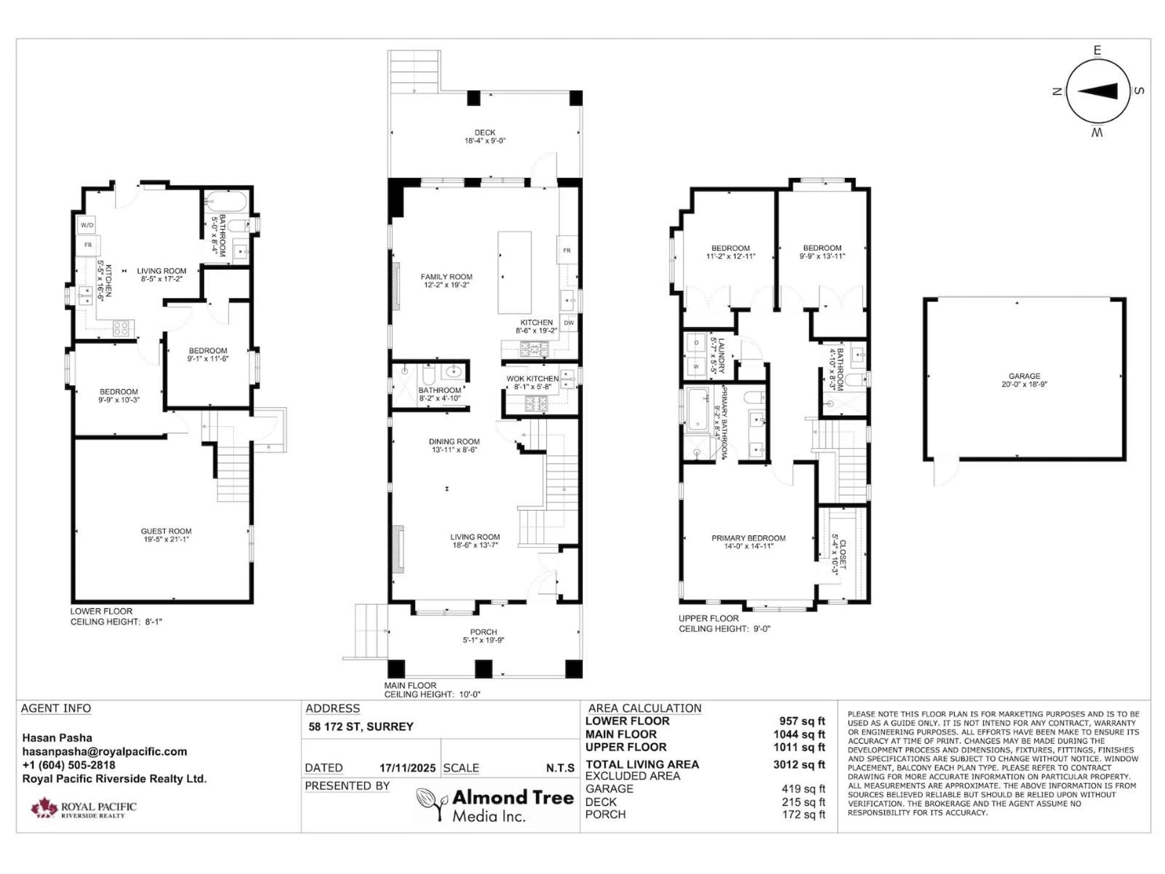 Floor plan for 58 172 STREET, Surrey British Columbia V3Z9R2