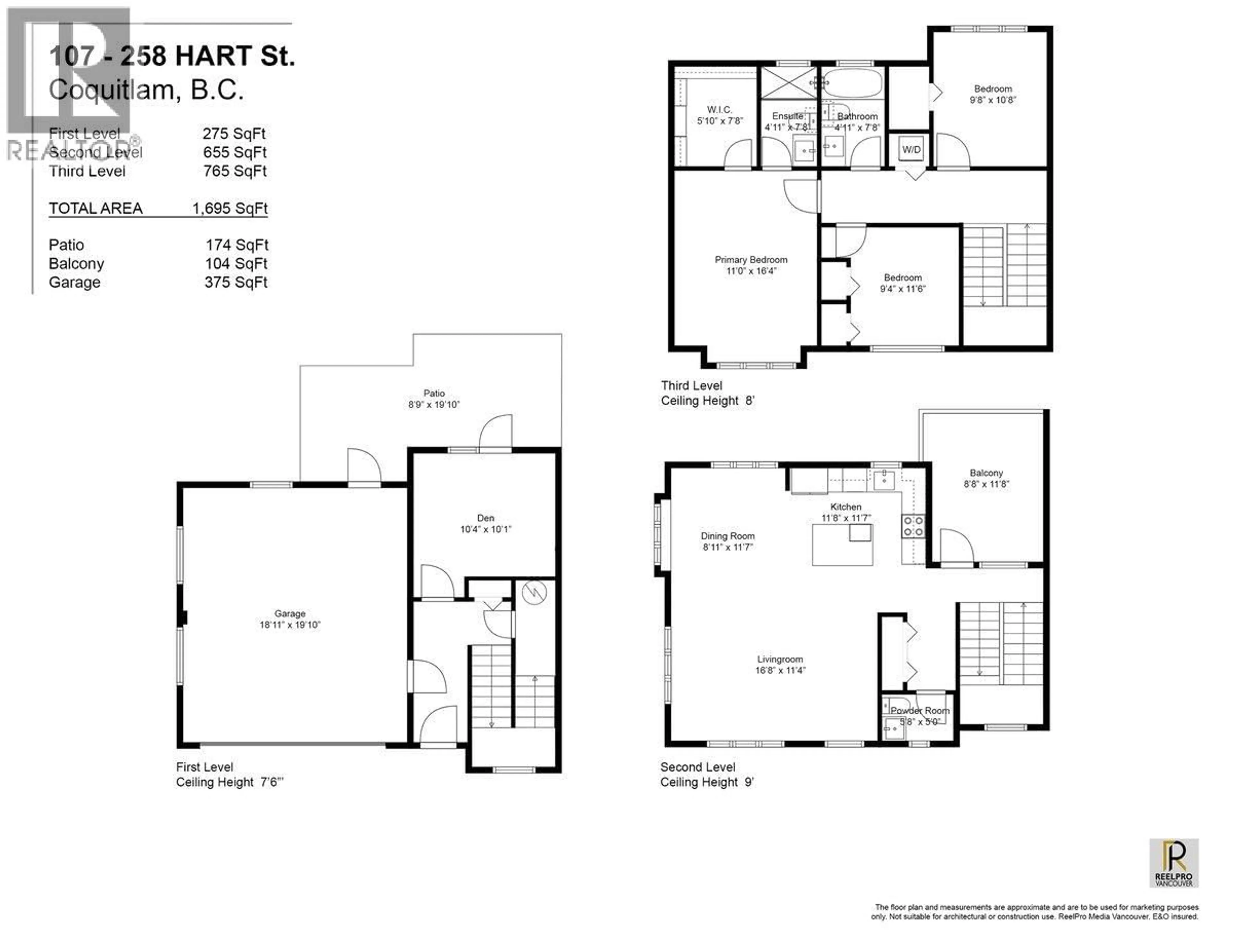 Floor plan for 107 - 258 HART STREET, Coquitlam British Columbia V3K1R4