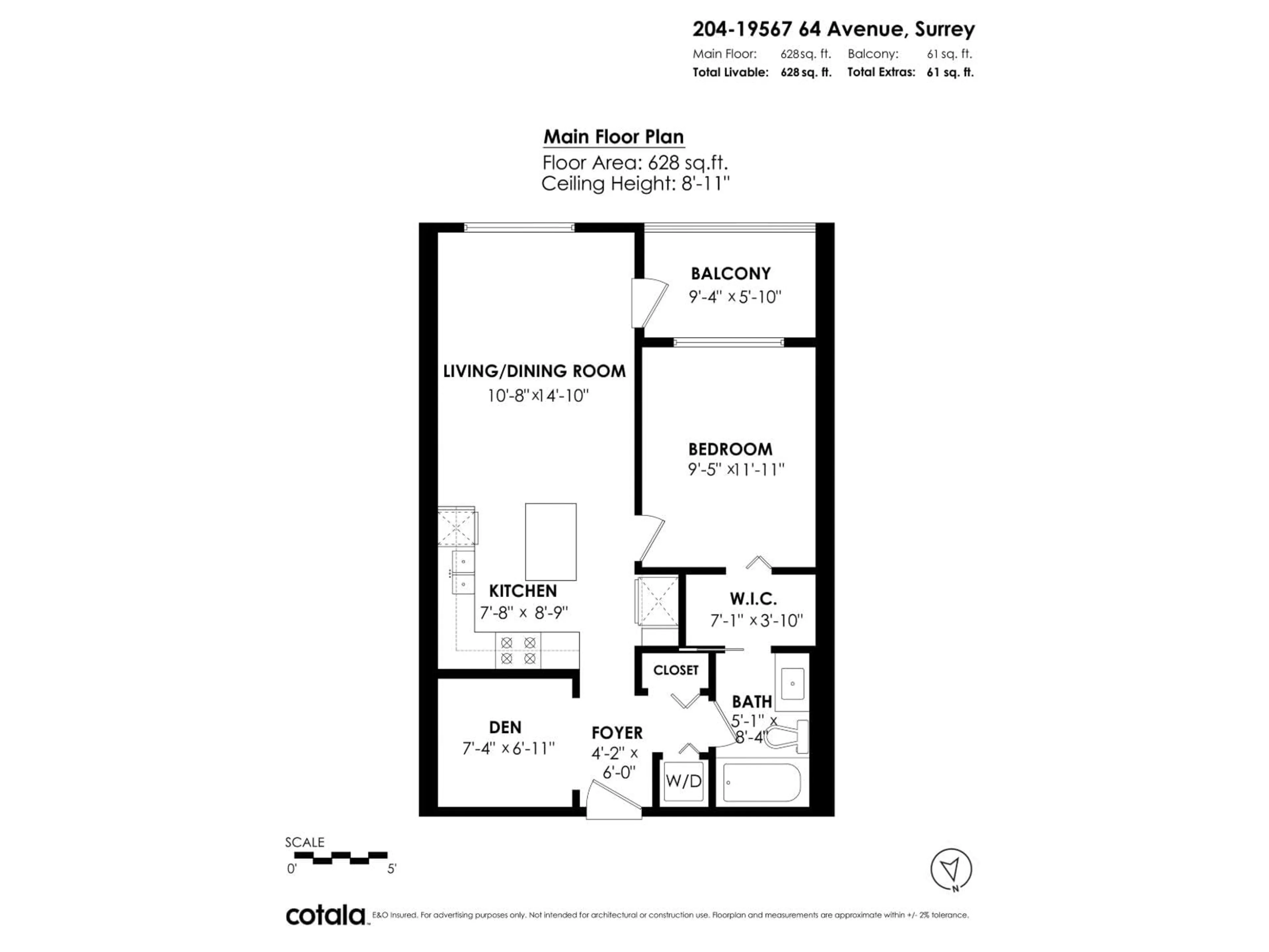 Floor plan for 204 - 19567 64 AVENUE, Surrey British Columbia V3S7H8