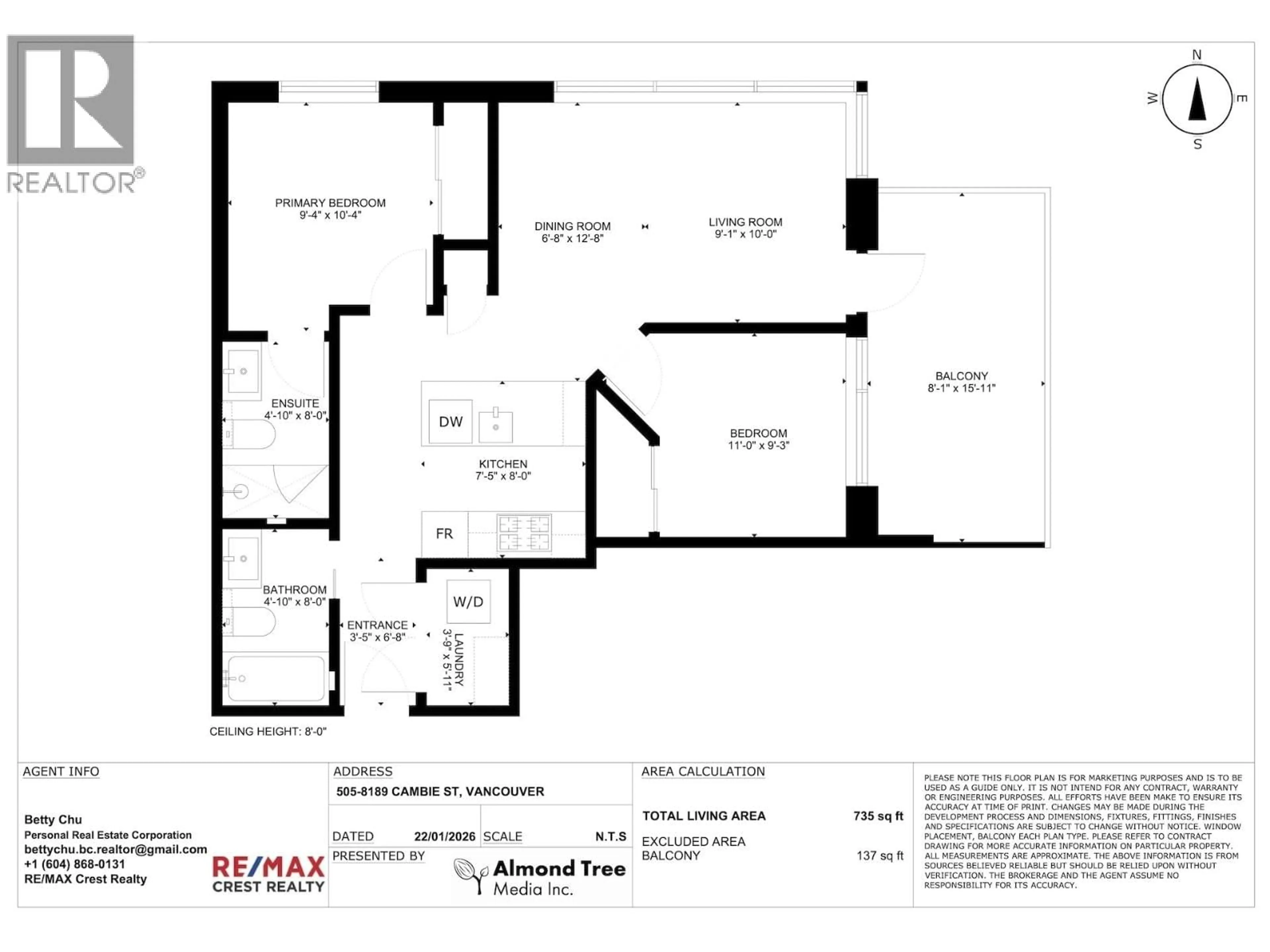 Floor plan for 505 - 8189 CAMBIE STREET, Vancouver British Columbia V6P0G6
