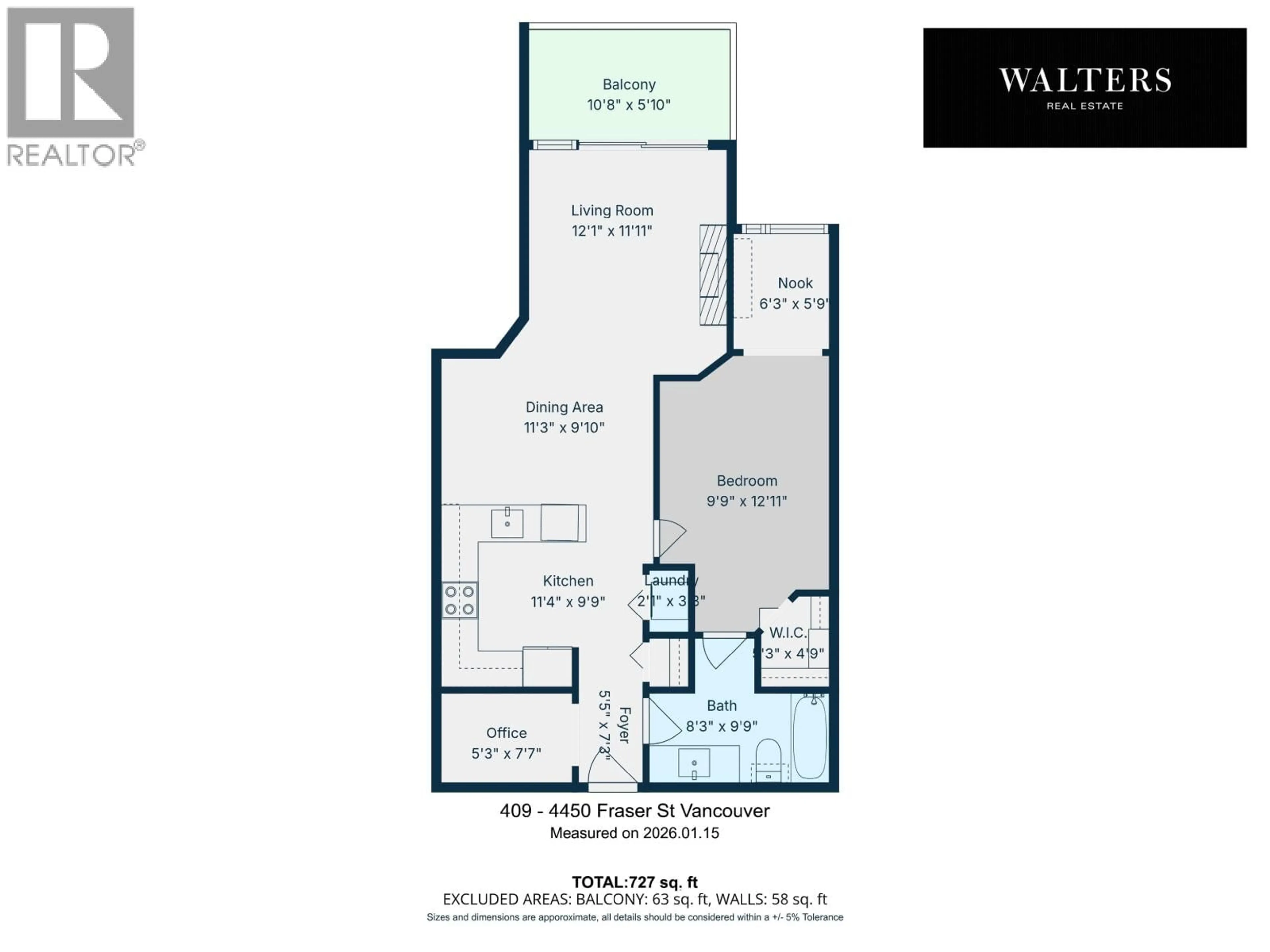 Floor plan for 409 - 4550 FRASER STREET, Vancouver British Columbia V5V4G8