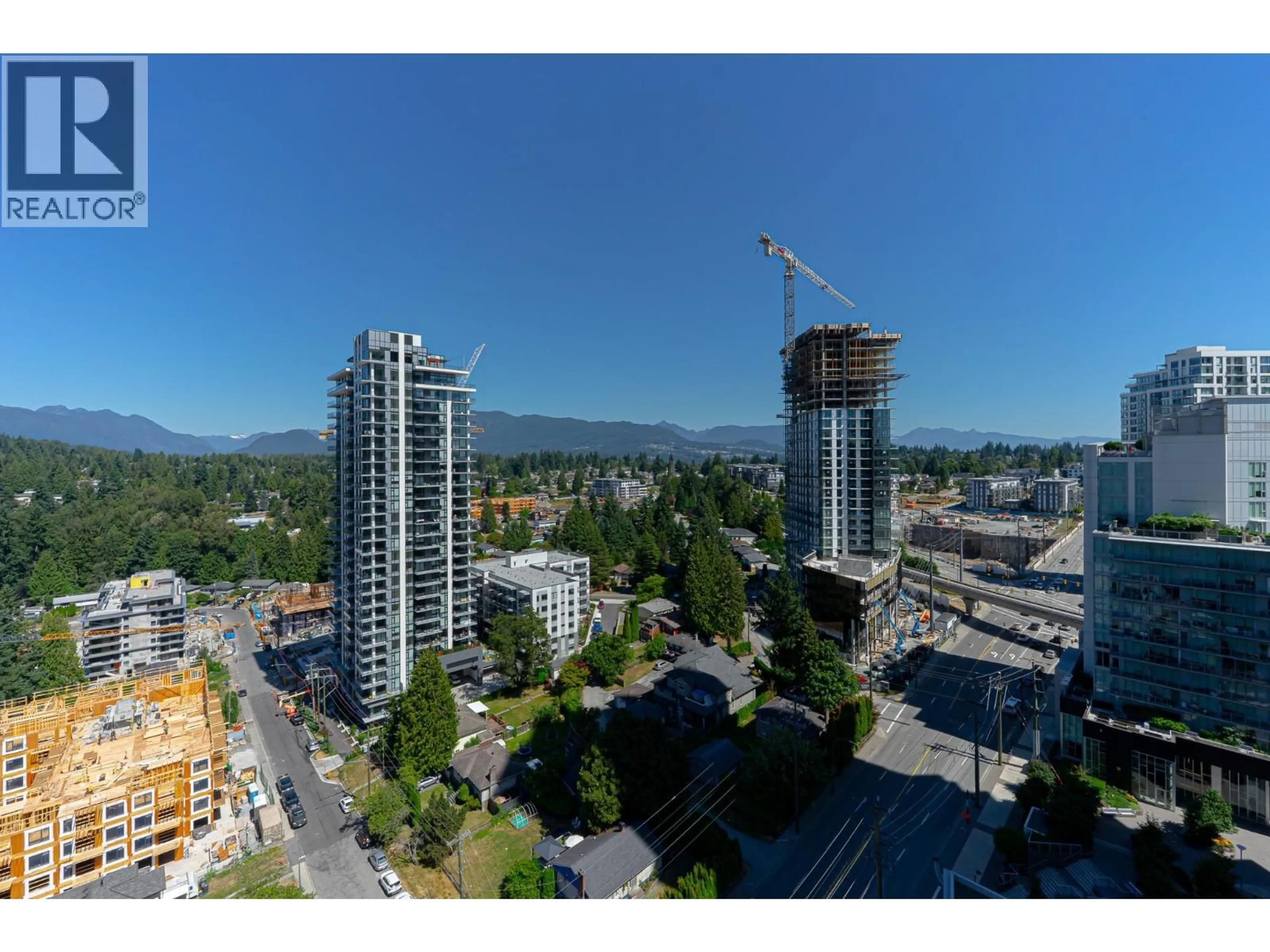 A pic from outside/outdoor area/front of a property/back of a property/a pic from drone, city buildings view from balcony for 2105 - 520 COMO LAKE AVENUE, Coquitlam British Columbia V3J0E8