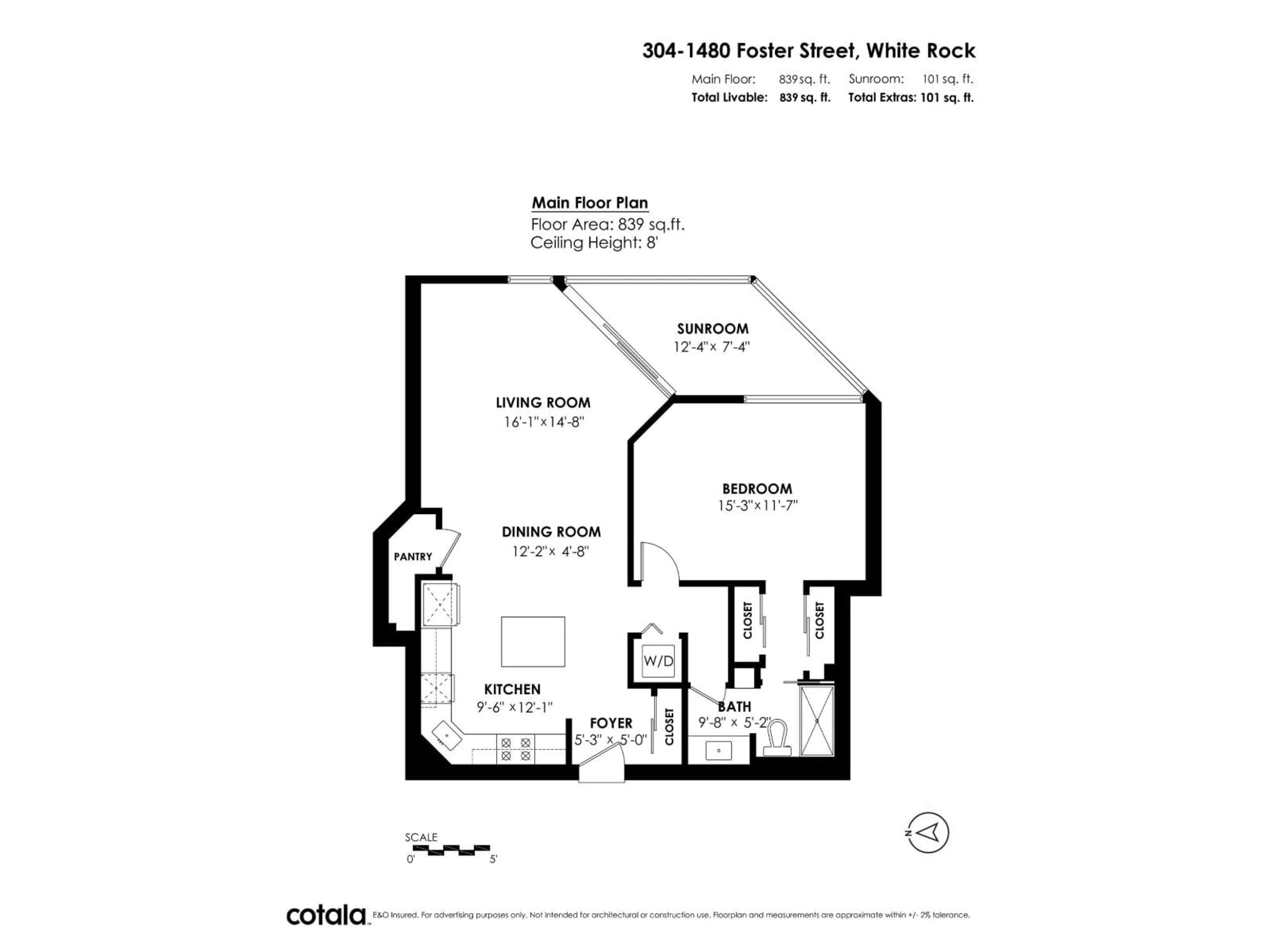 Floor plan for 304 - 1480 FOSTER STREET, Surrey British Columbia V4B3X7