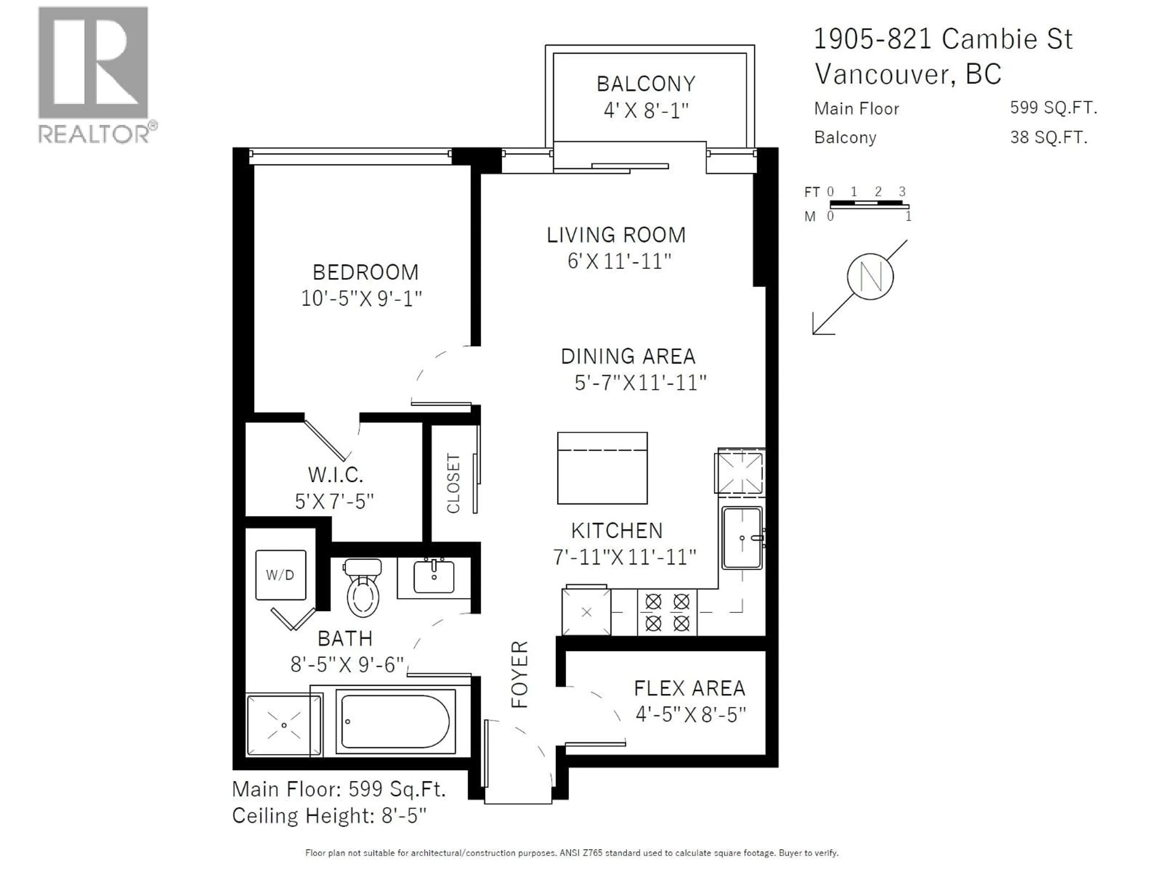 Floor plan for 1905 - 821 CAMBIE STREET, Vancouver British Columbia V6B0E3