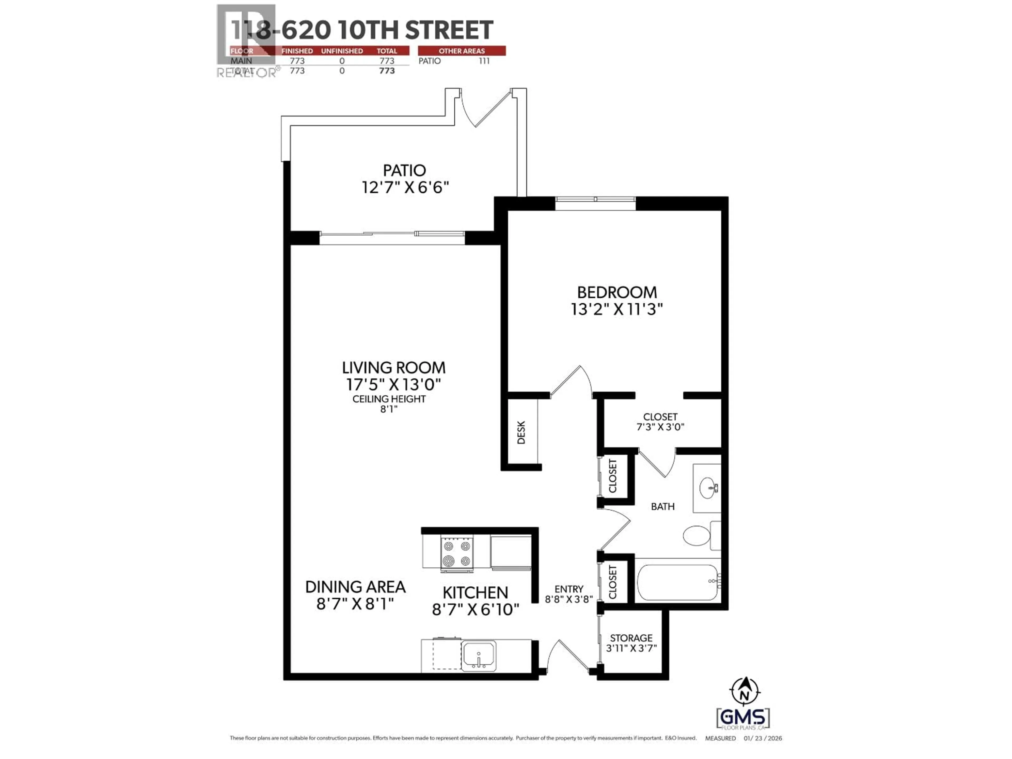 Floor plan for 118 - 620 EIGHTH AVENUE, New Westminster British Columbia V3M5V7