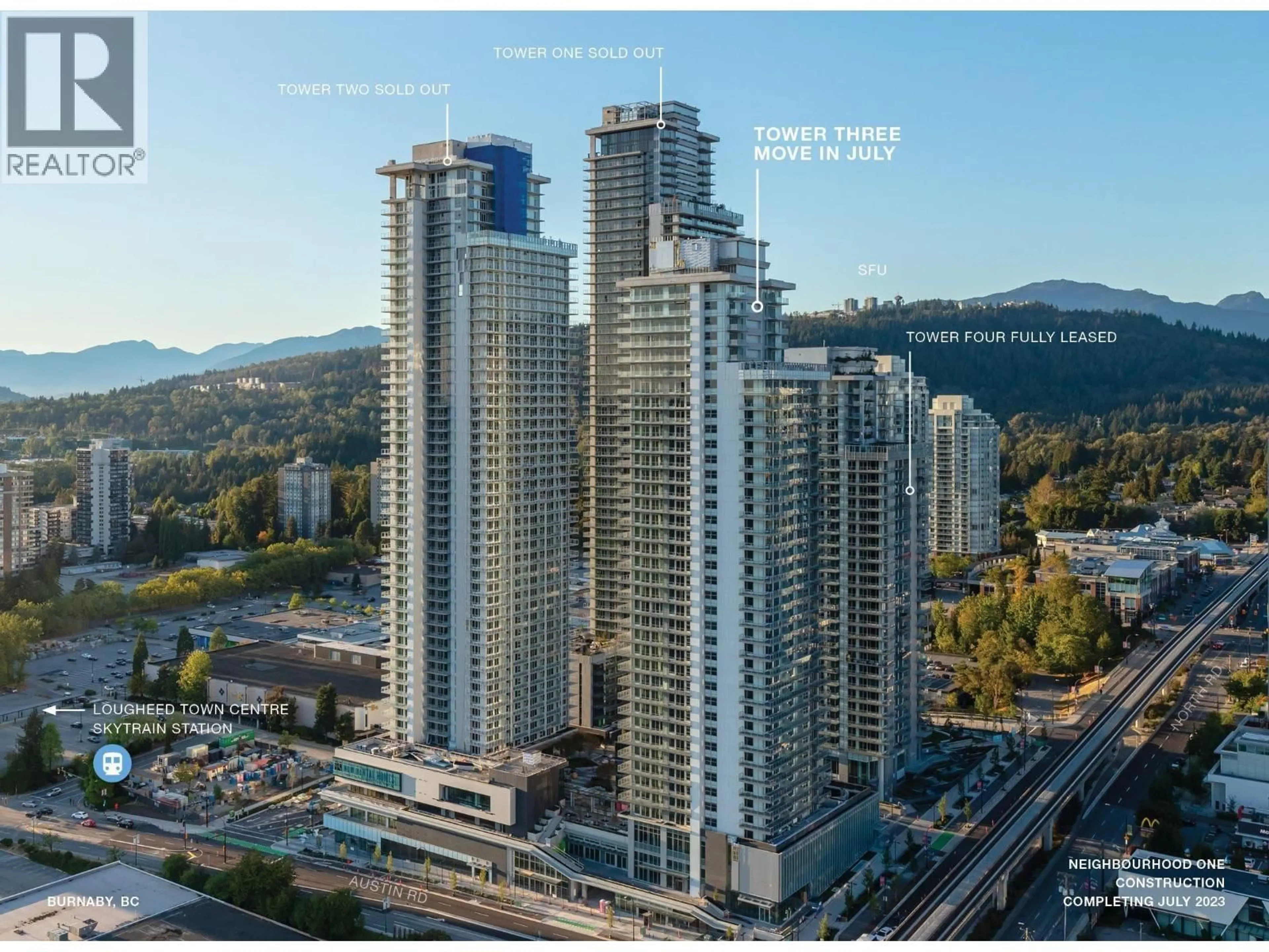 A pic from outside/outdoor area/front of a property/back of a property/a pic from drone, city buildings view from balcony for 507 - 3888 EVERGREEN PLACE, Burnaby British Columbia V3J0M3