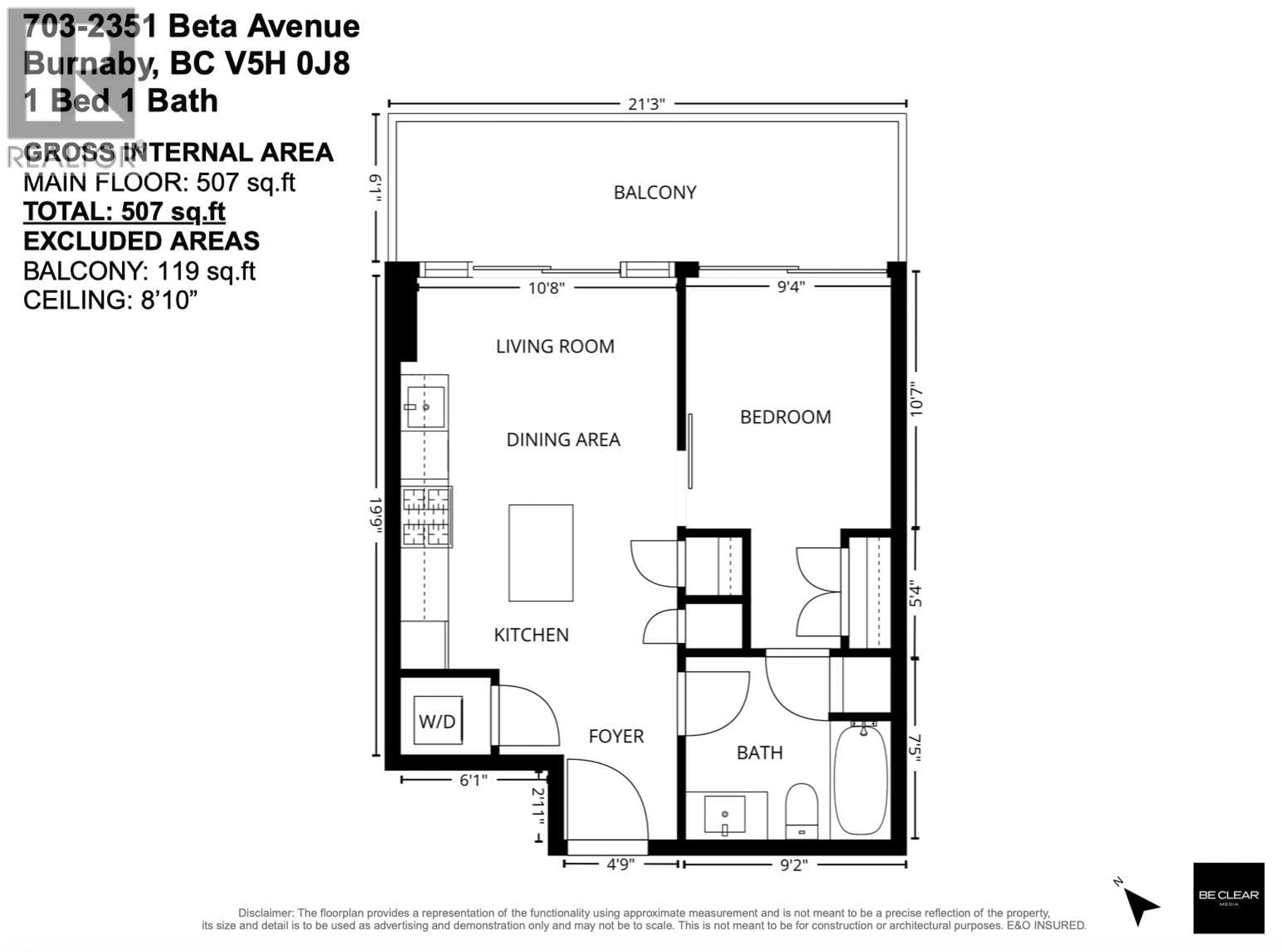 Floor plan for 703 - 2351 BETA AVENUE, Burnaby British Columbia V5C0M2