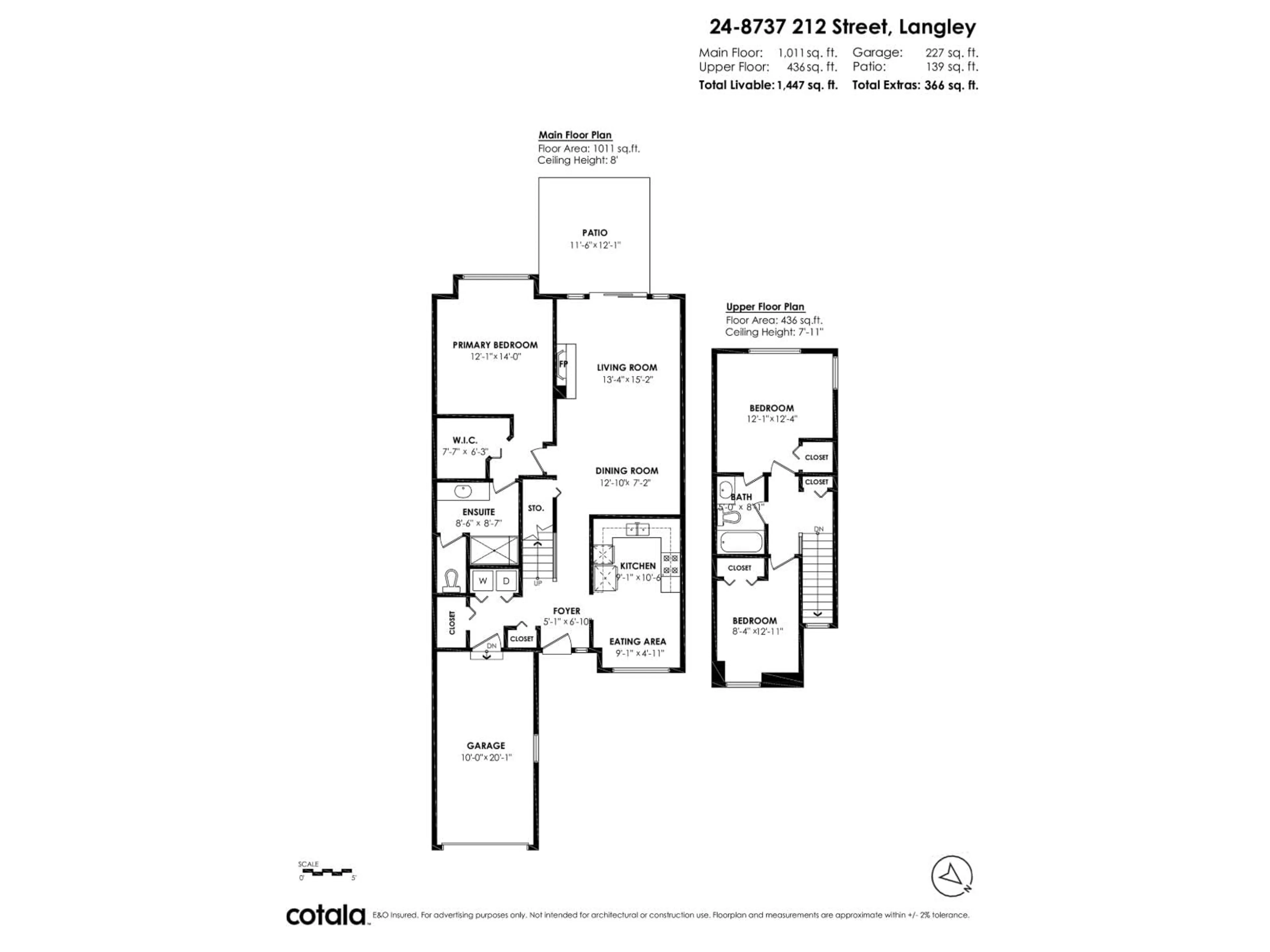 Floor plan for 24 - 8737 212 STREET, Langley British Columbia V1M2C8
