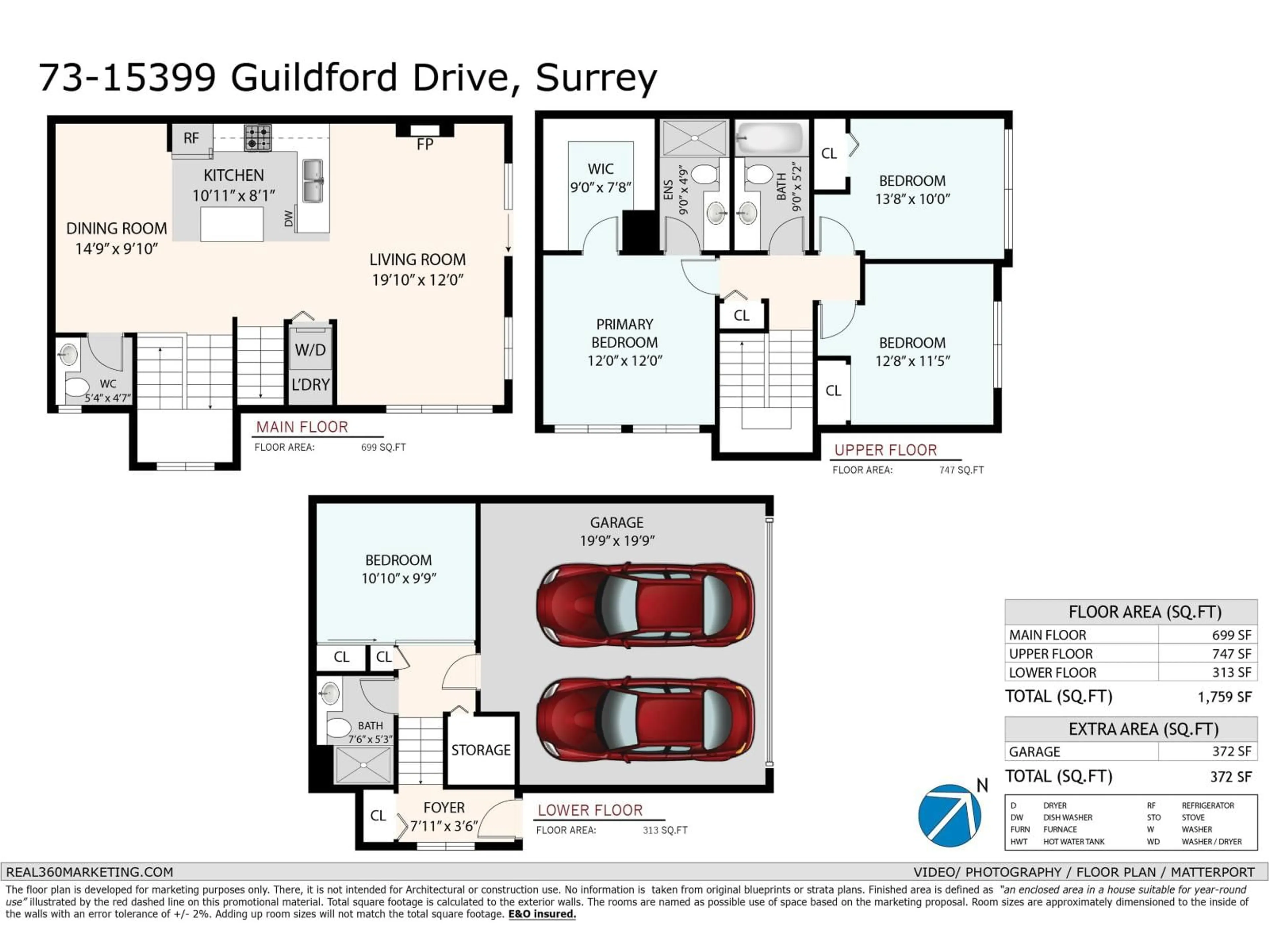 Floor plan for 73 - 15399 GUILDFORD DRIVE, Surrey British Columbia V3R7C6