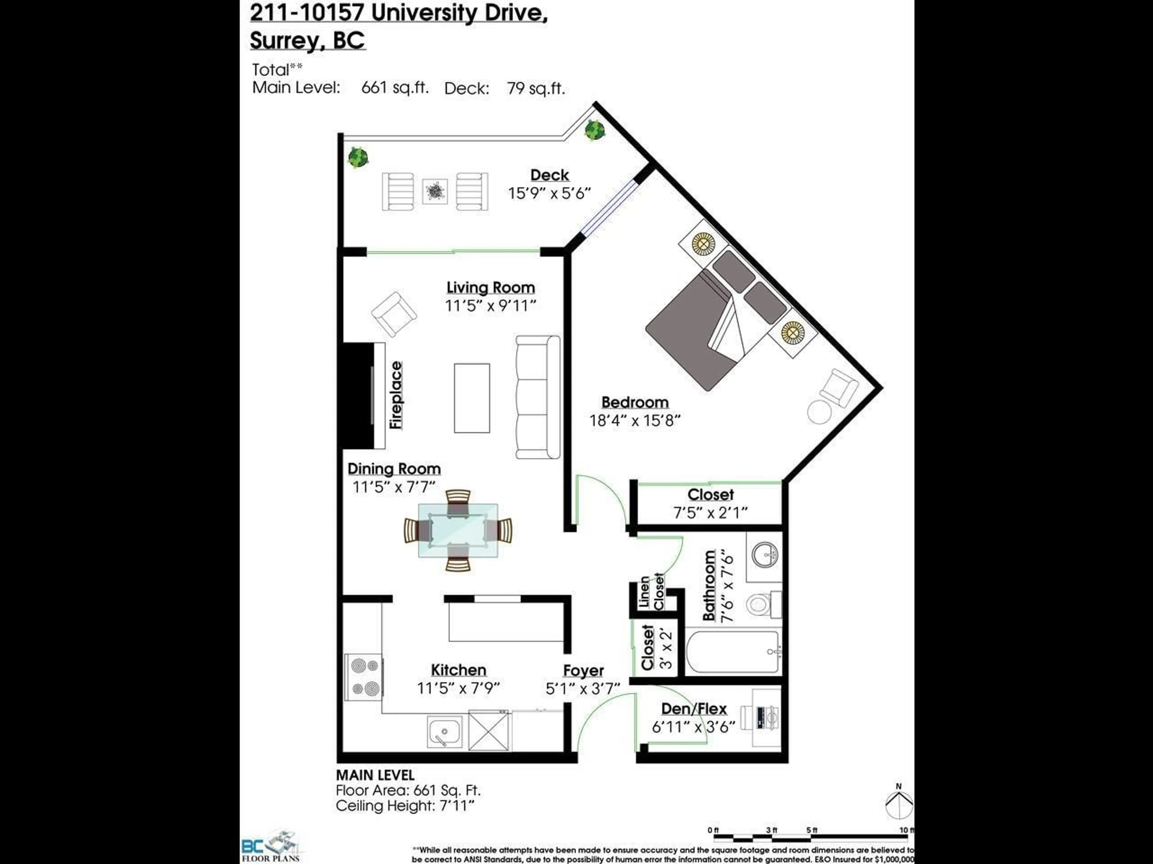 Floor plan for 211 - 10157 UNIVERSITY DRIVE, Surrey British Columbia V3T5L7