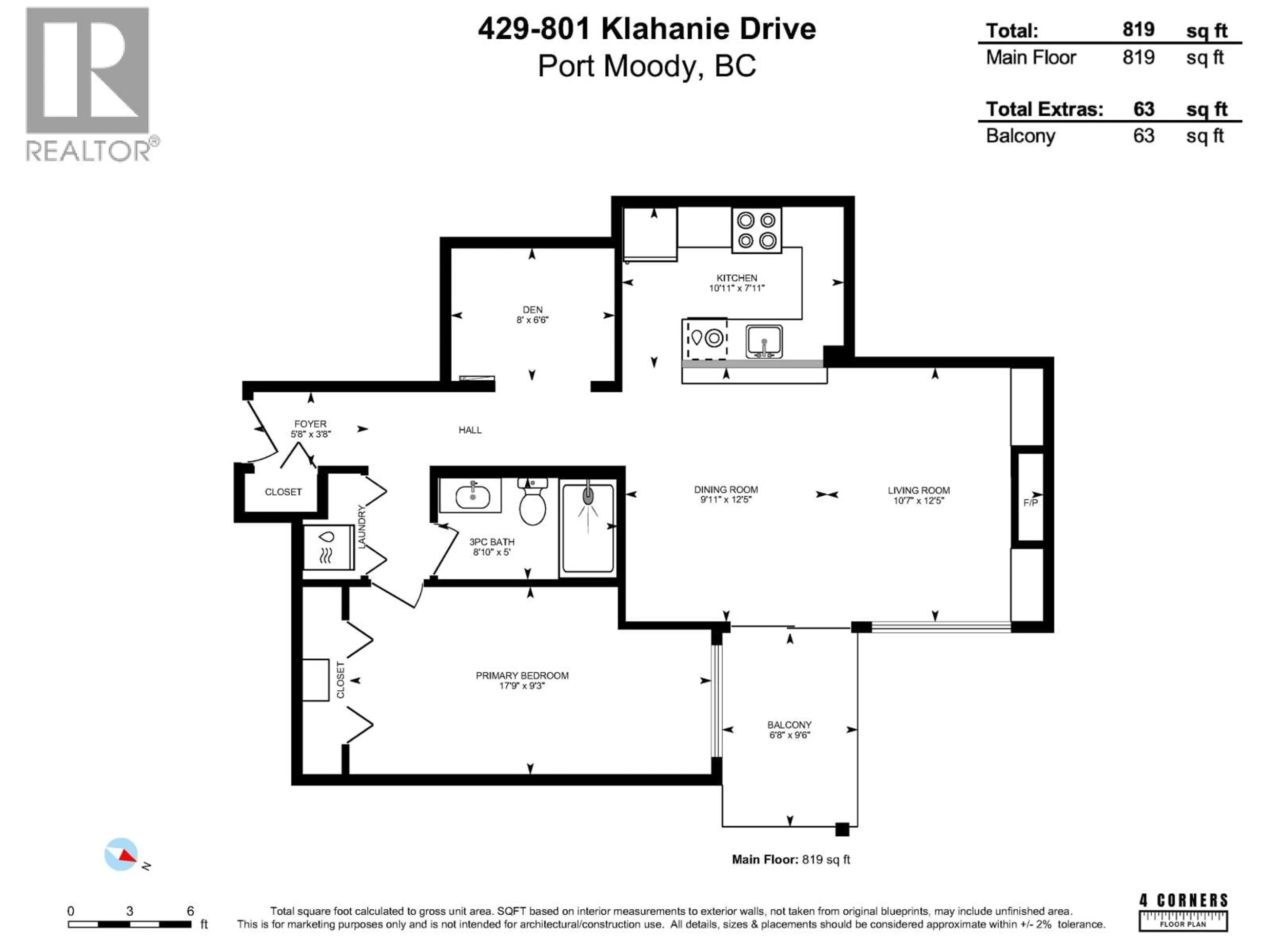 Floor plan for 429 - 801 KLAHANIE DRIVE, Port Moody British Columbia V3H5K4