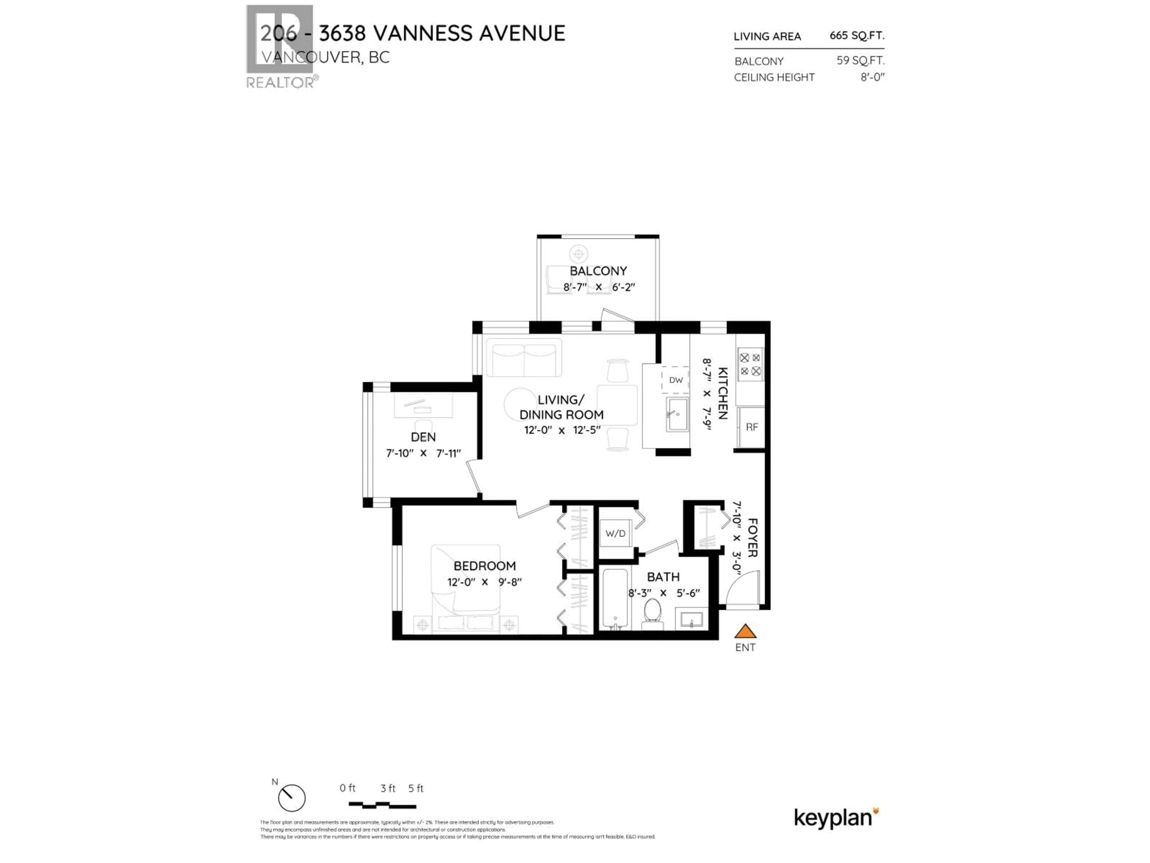 Floor plan for 206 - 3638 VANNESS AVENUE, Vancouver British Columbia V5R6H6