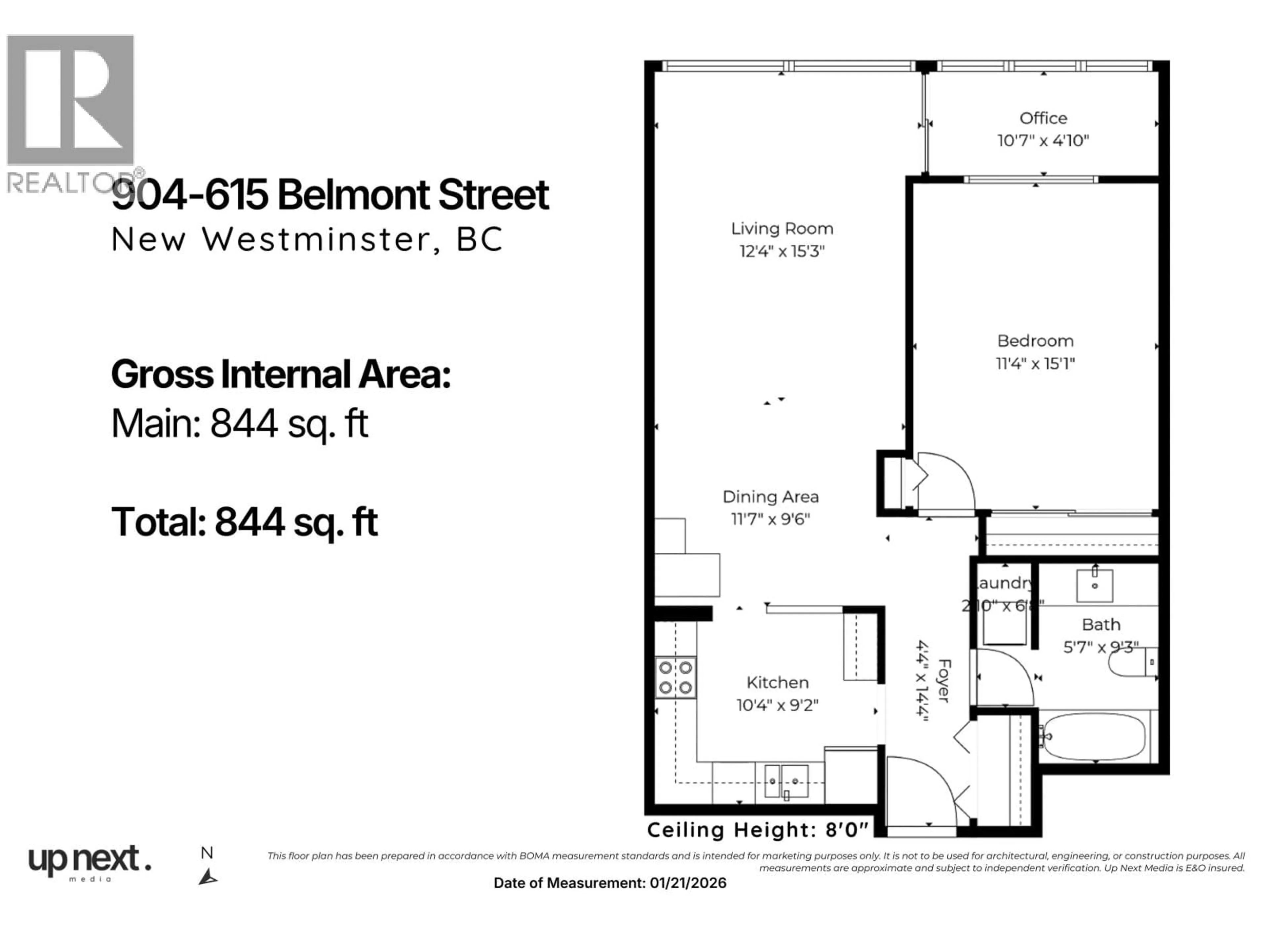 Floor plan for 904 - 615 BELMONT STREET, New Westminster British Columbia V3M6A1