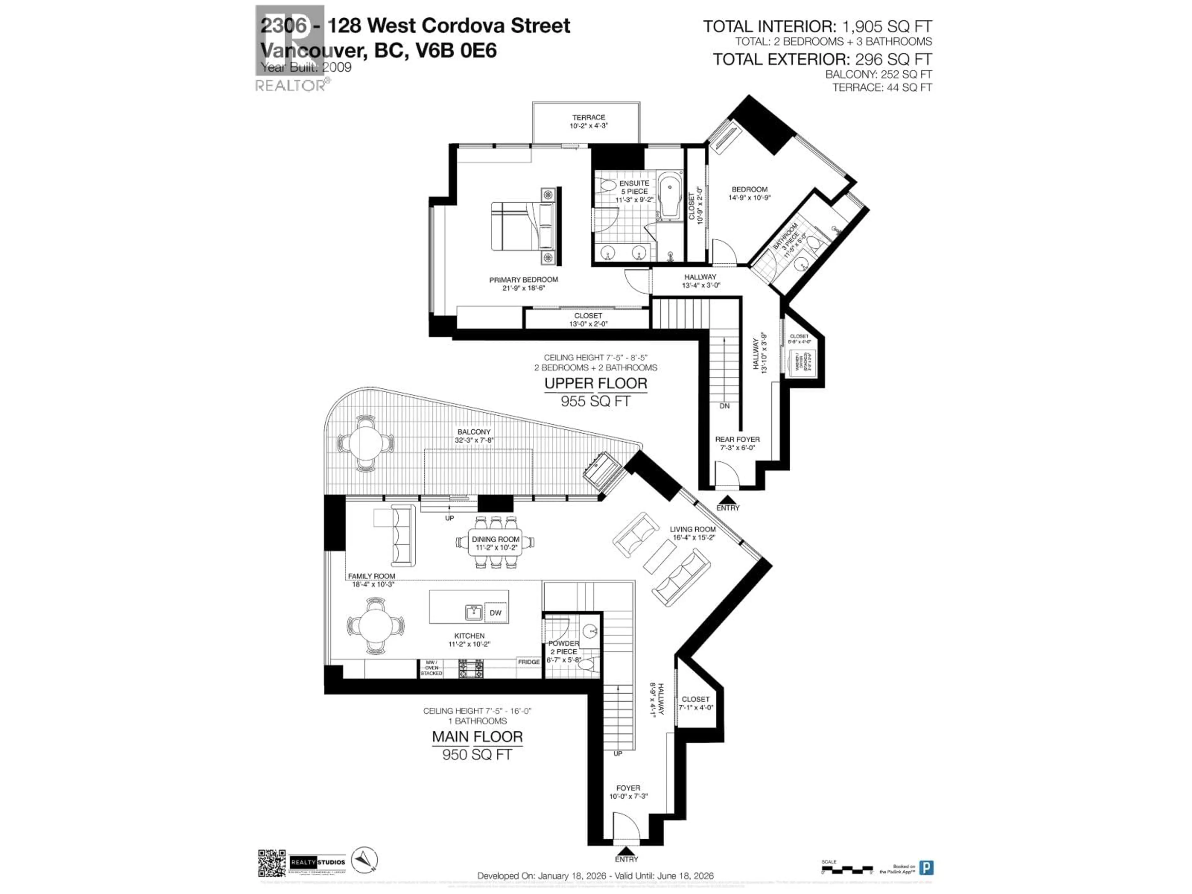 Floor plan for 2306 - 128 CORDOVA STREET, Vancouver British Columbia V6B0E6