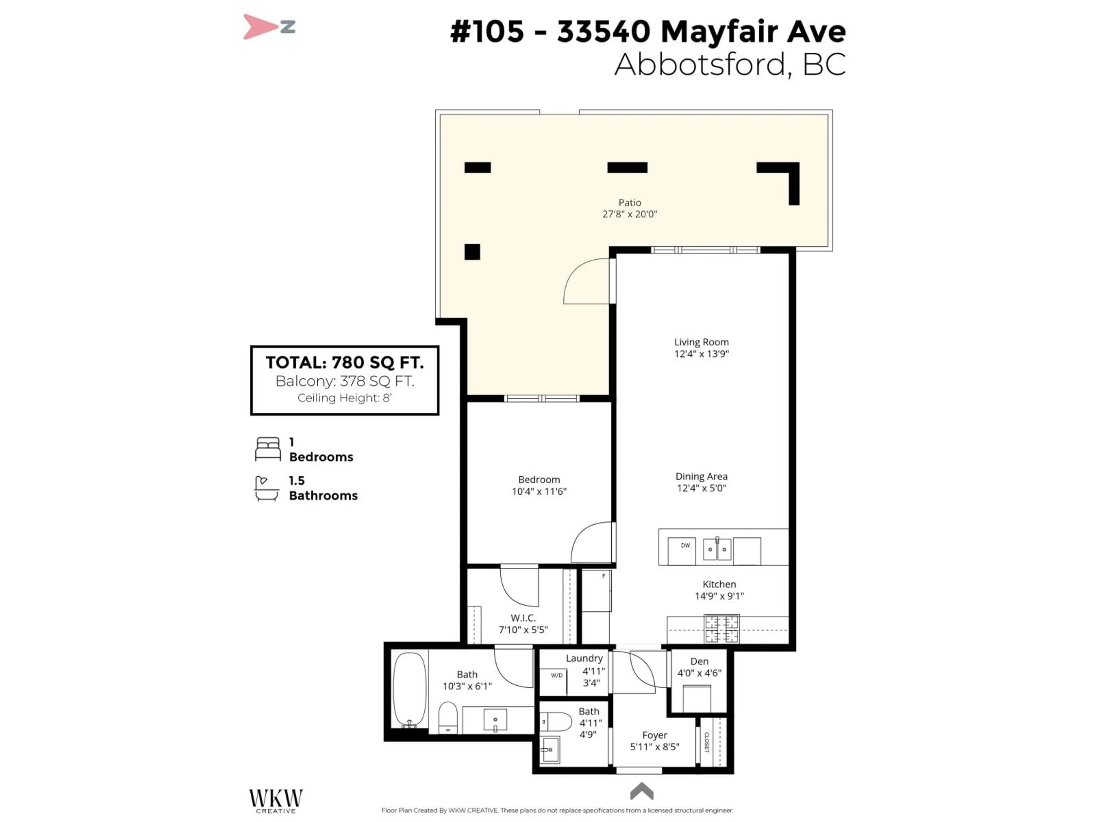 Floor plan for 105 - 33540 MAYFAIR AVENUE, Abbotsford British Columbia V2S0J3