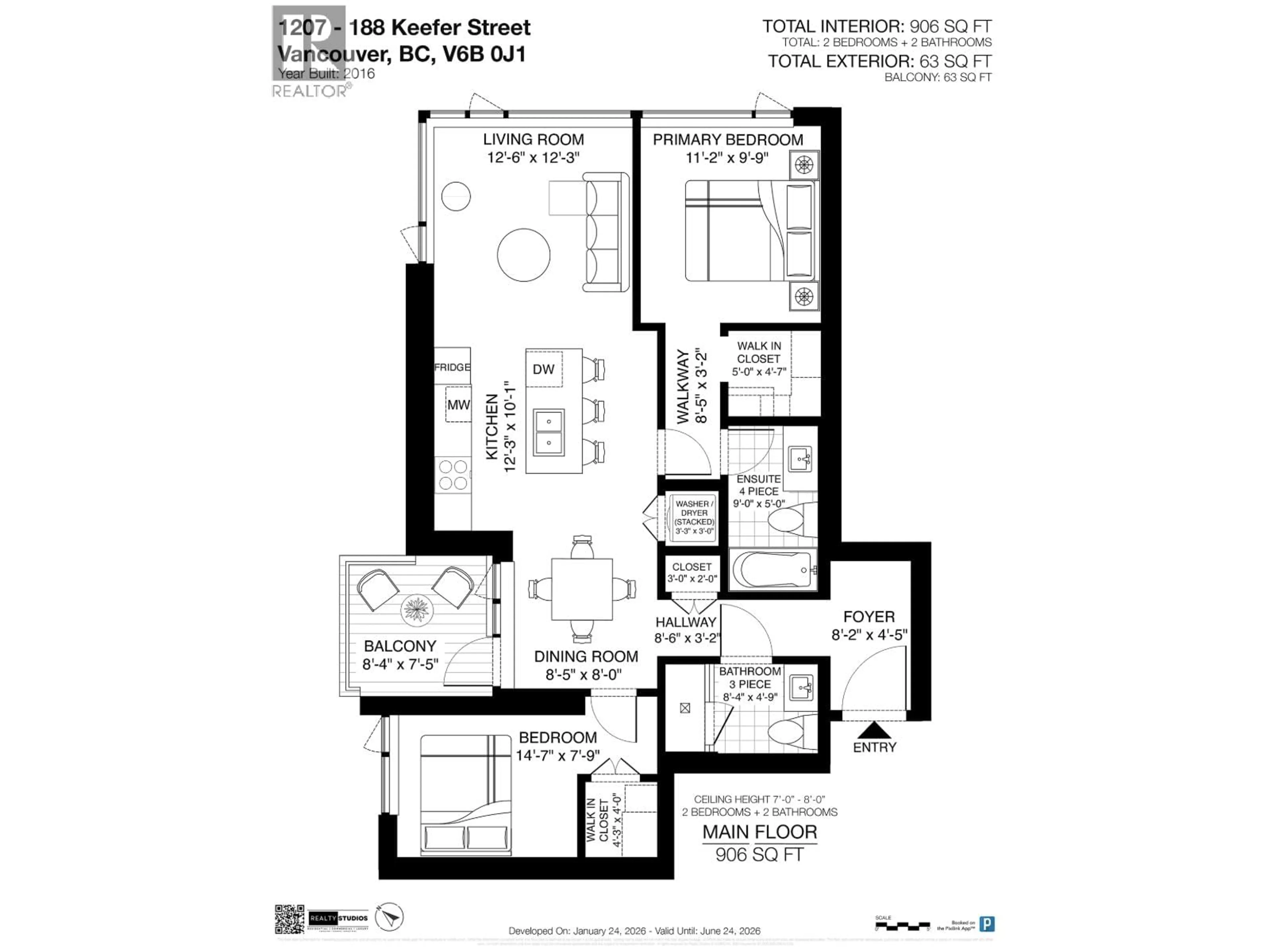 Floor plan for 1207 - 188 KEEFER STREET, Vancouver British Columbia V6A0E3