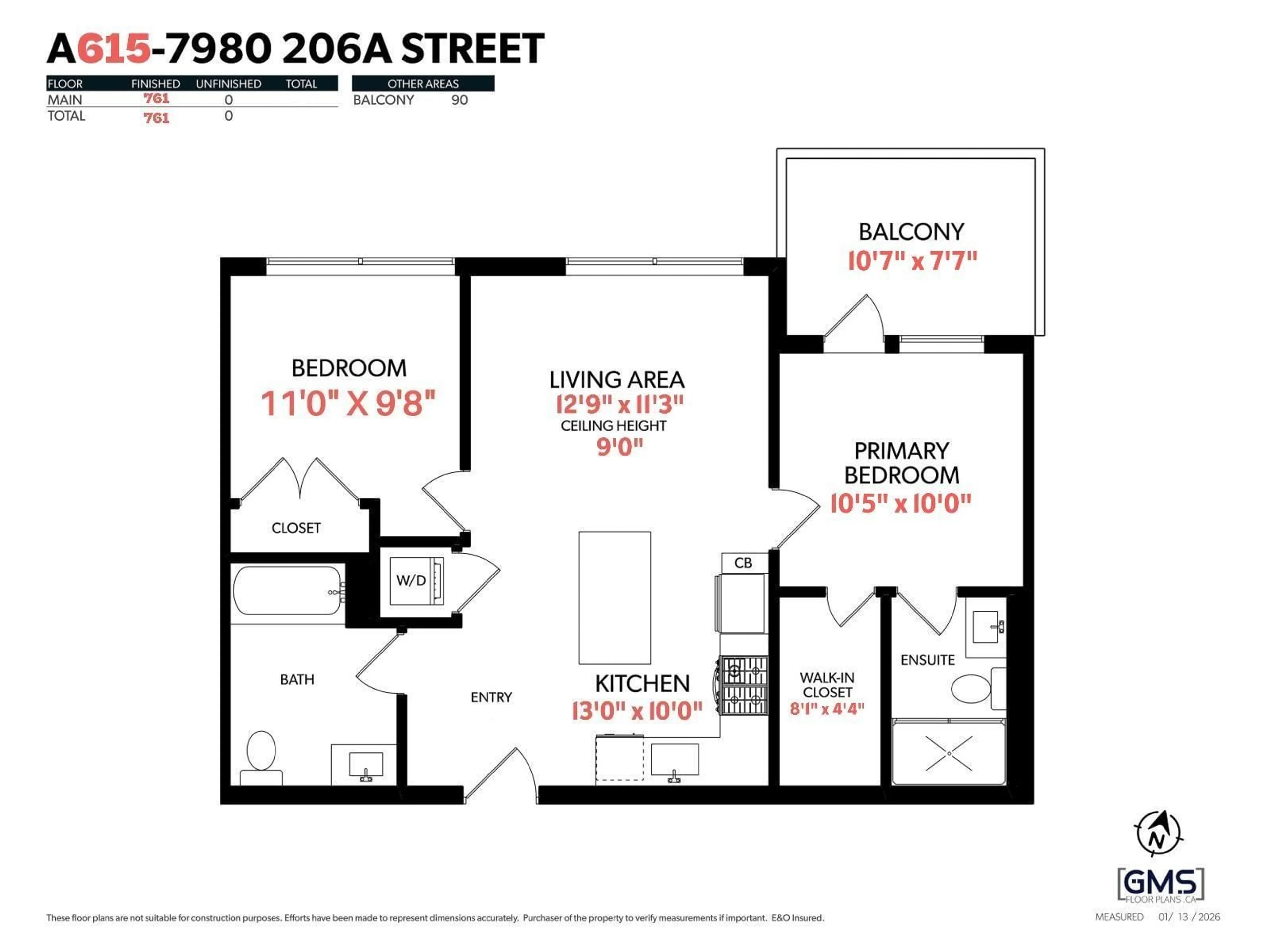 Floor plan for A615 - 7980 206A STREET, Langley British Columbia V2Y3Z8