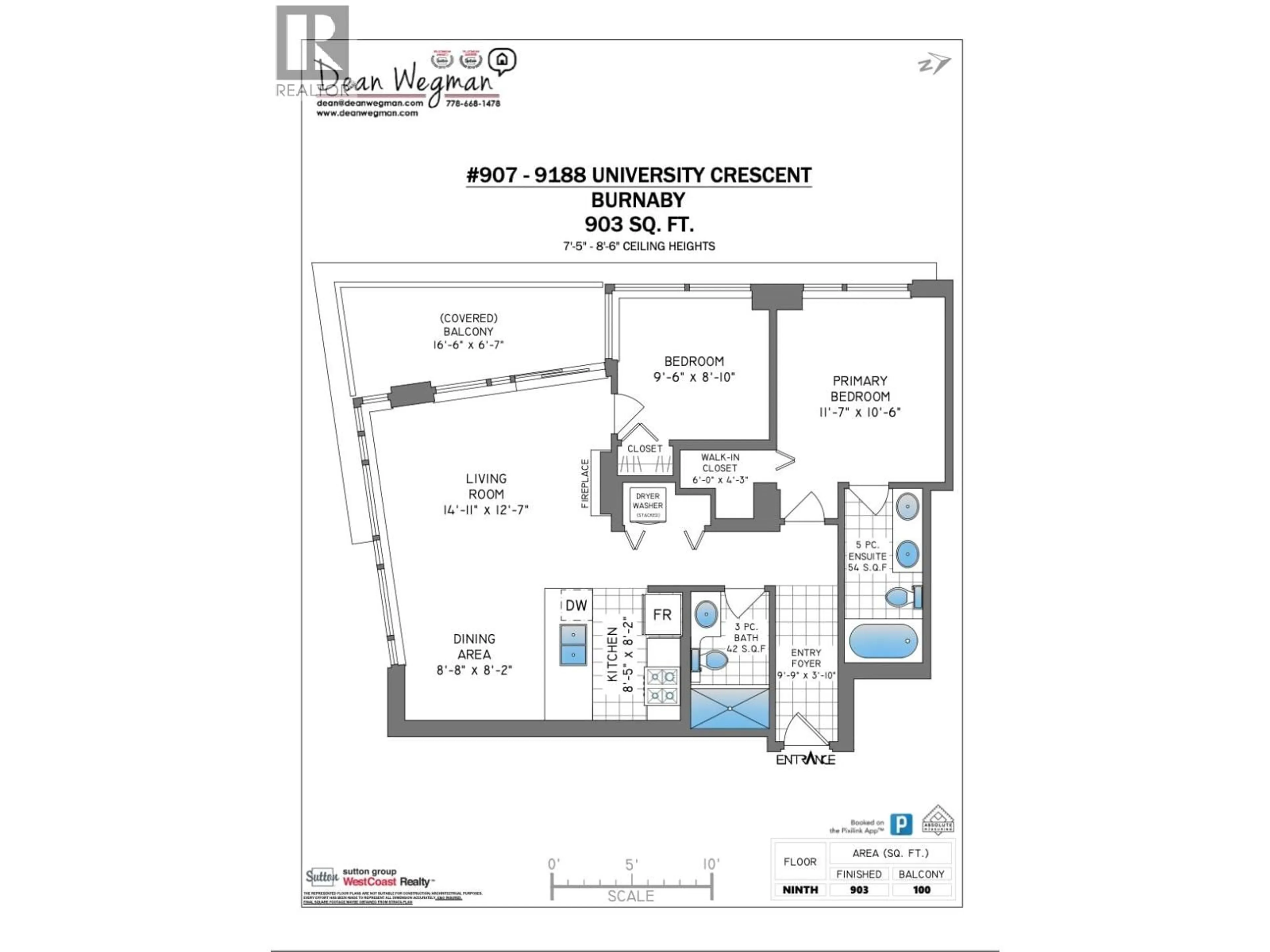 Floor plan for 907 - 9188 UNIVERSITY CRESCENT, Burnaby British Columbia V5A0A5