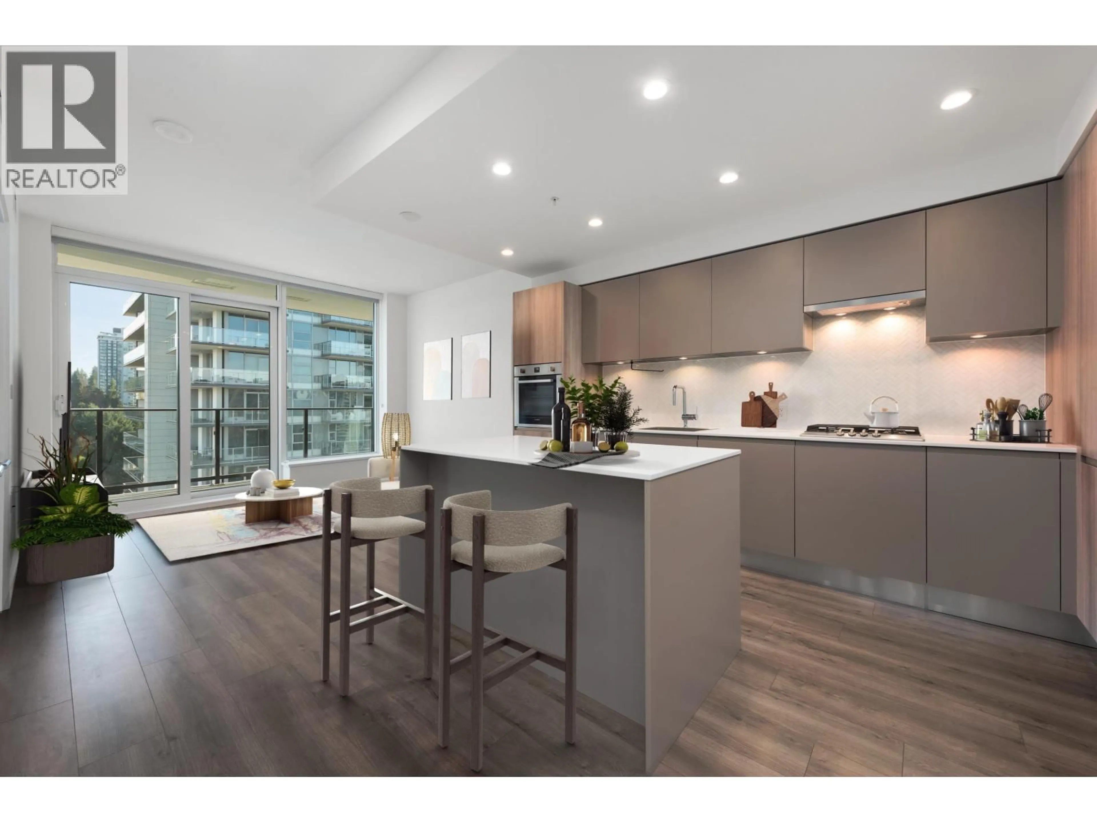 Open concept kitchen, wood/laminate floor for 1004 - 3809 EVERGREEN PLACE, Burnaby British Columbia V3J0M1