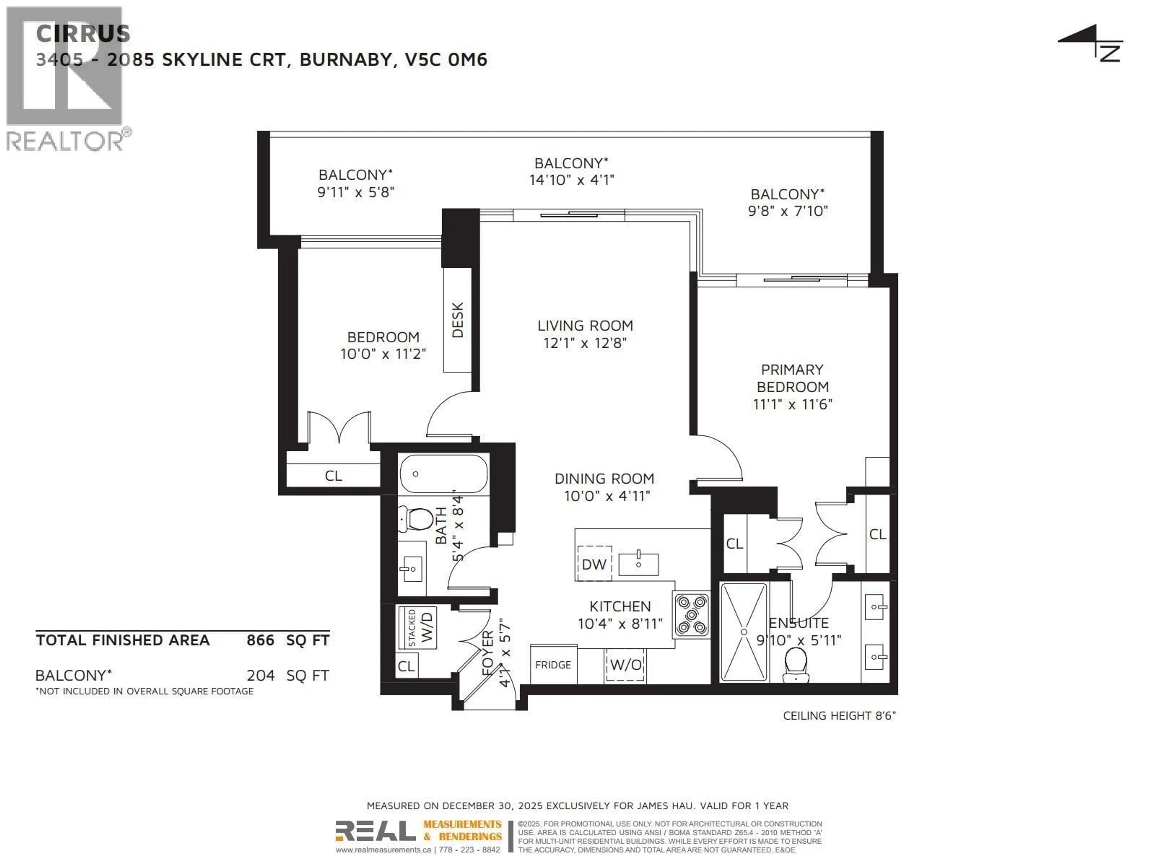 Floor plan for 3405 - 2085 SKYLINE COURT, Burnaby British Columbia V5C0M6