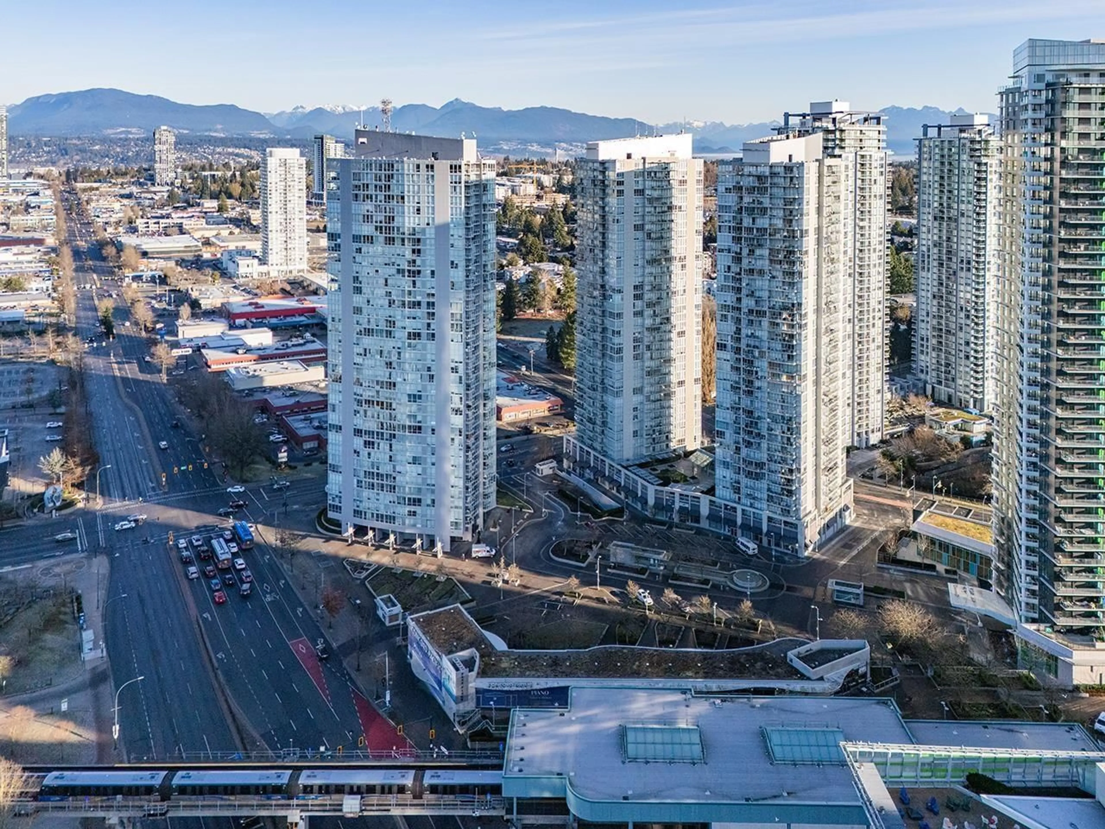 A pic from outside/outdoor area/front of a property/back of a property/a pic from drone, city buildings view from balcony for 2509 - 13688 100 AVENUE, Surrey British Columbia V3T0G5