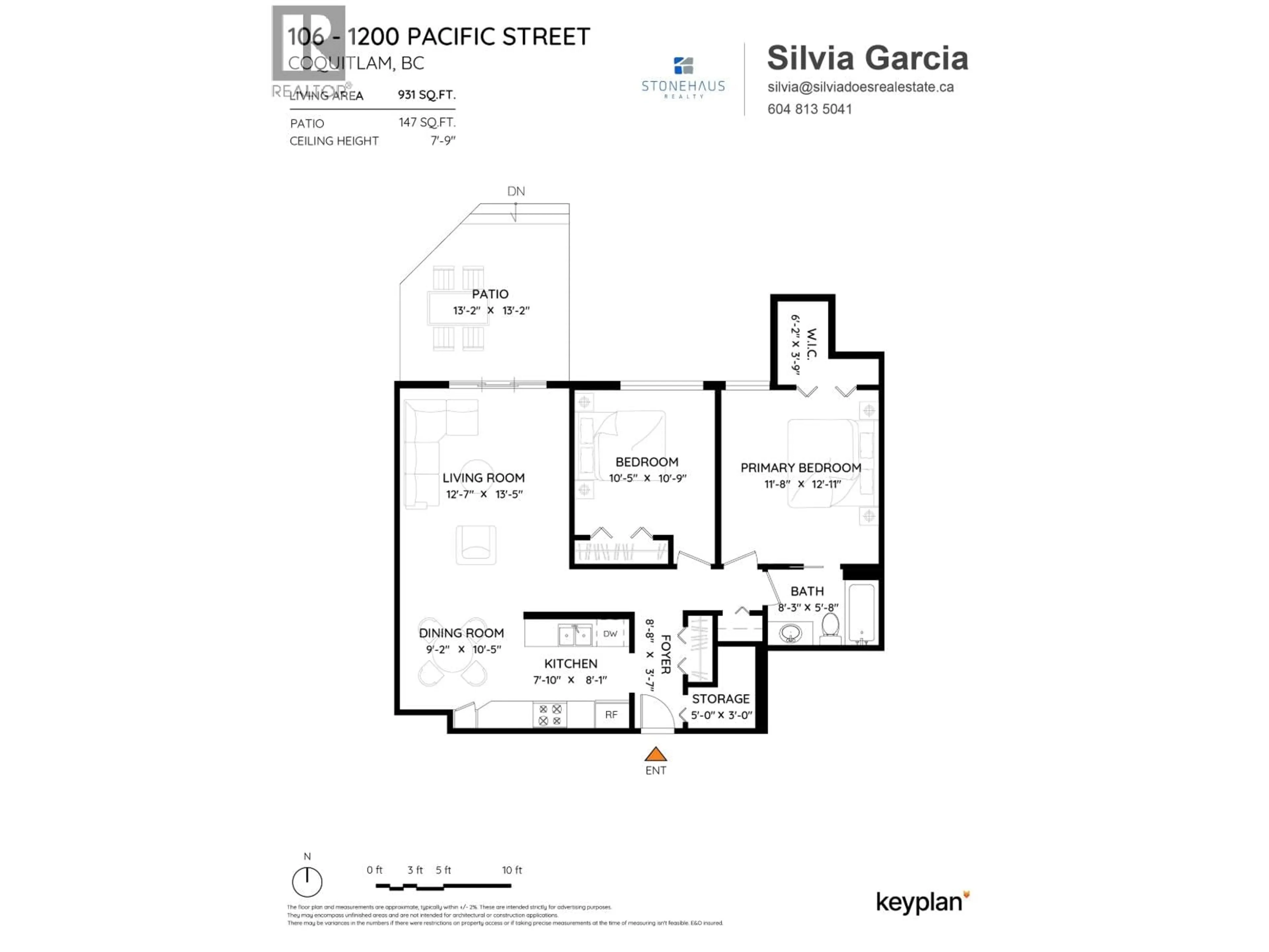 Floor plan for 106 - 1200 PACIFIC STREET, Coquitlam British Columbia V3B6K2