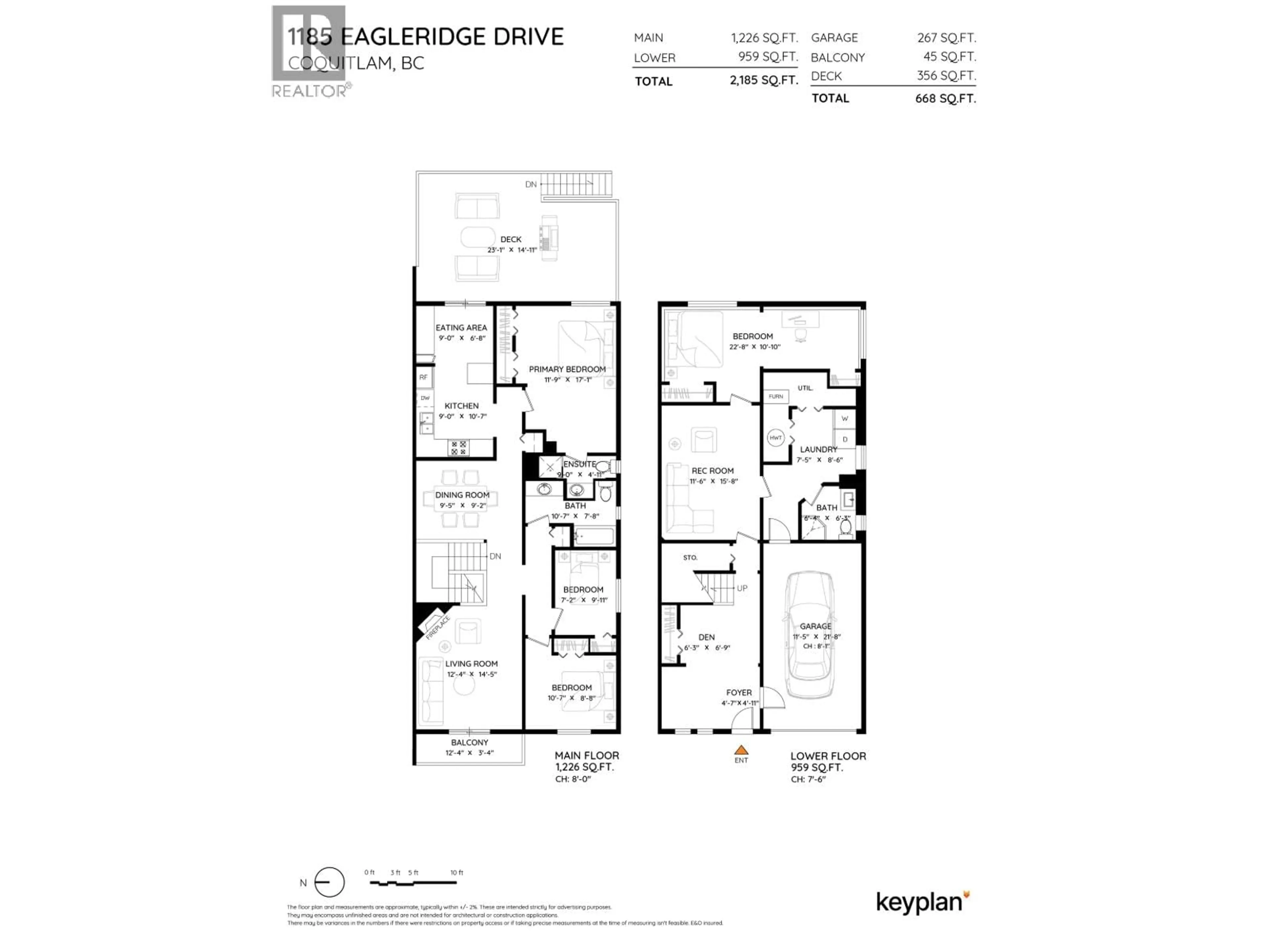 Floor plan for 1185 EAGLERIDGE DRIVE, Coquitlam British Columbia V3E1J8
