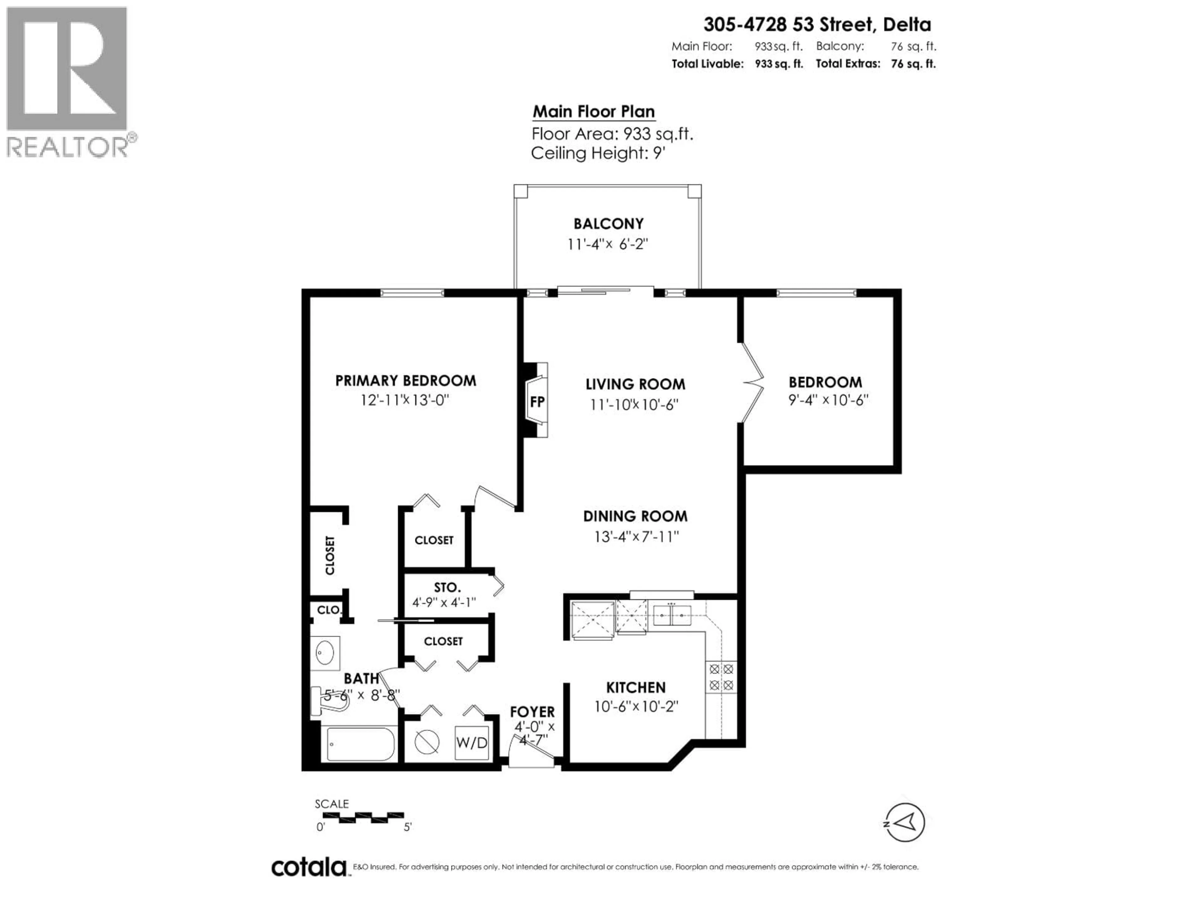 Floor plan for 305 - 4728 53 STREET, Delta British Columbia V4K2Z1