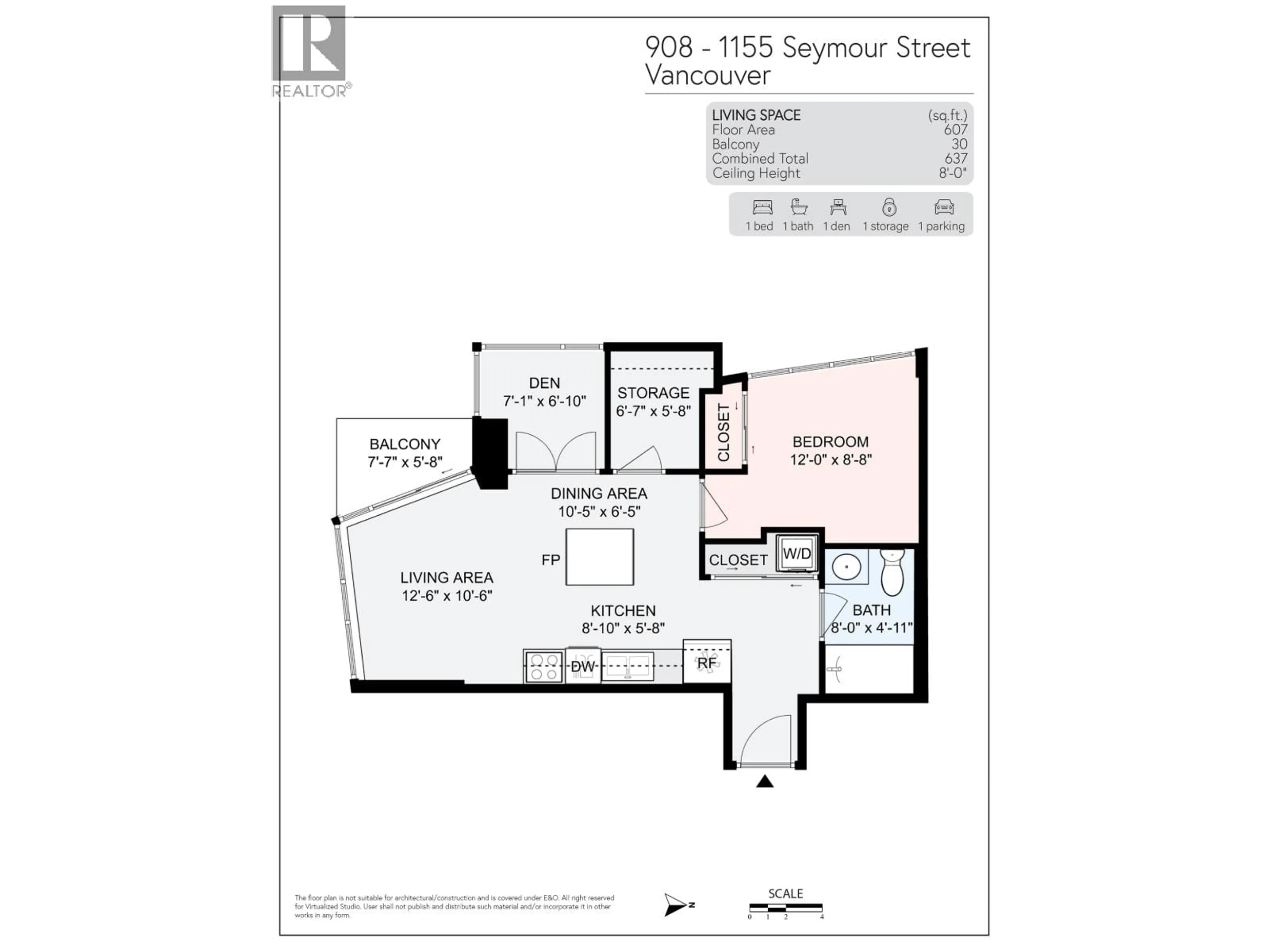 Floor plan for 908 - 1155 SEYMOUR STREET, Vancouver British Columbia V6B1K2
