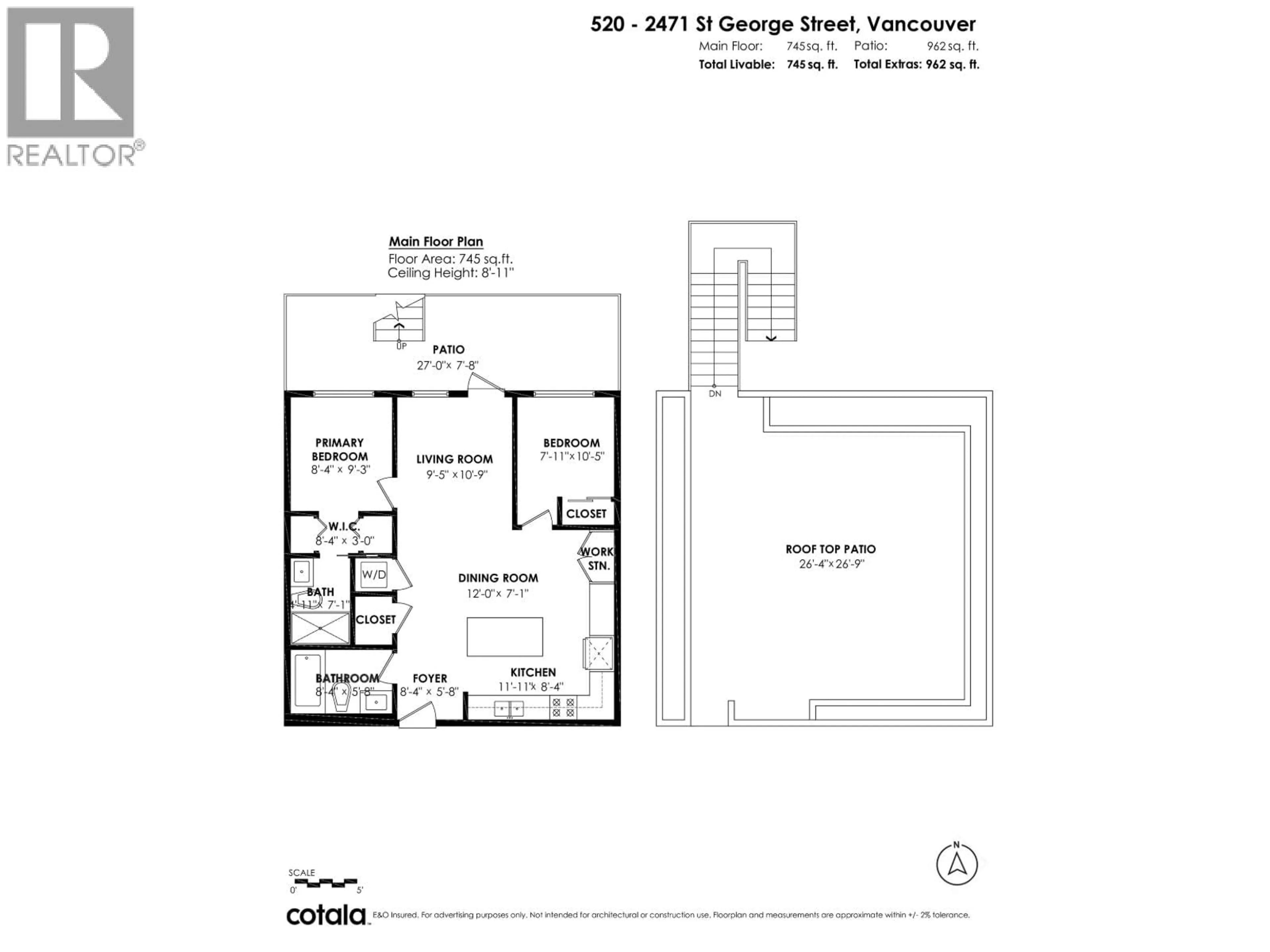 Floor plan for 520 - 2471 ST GEORGE STREET, Vancouver British Columbia V5T0L8