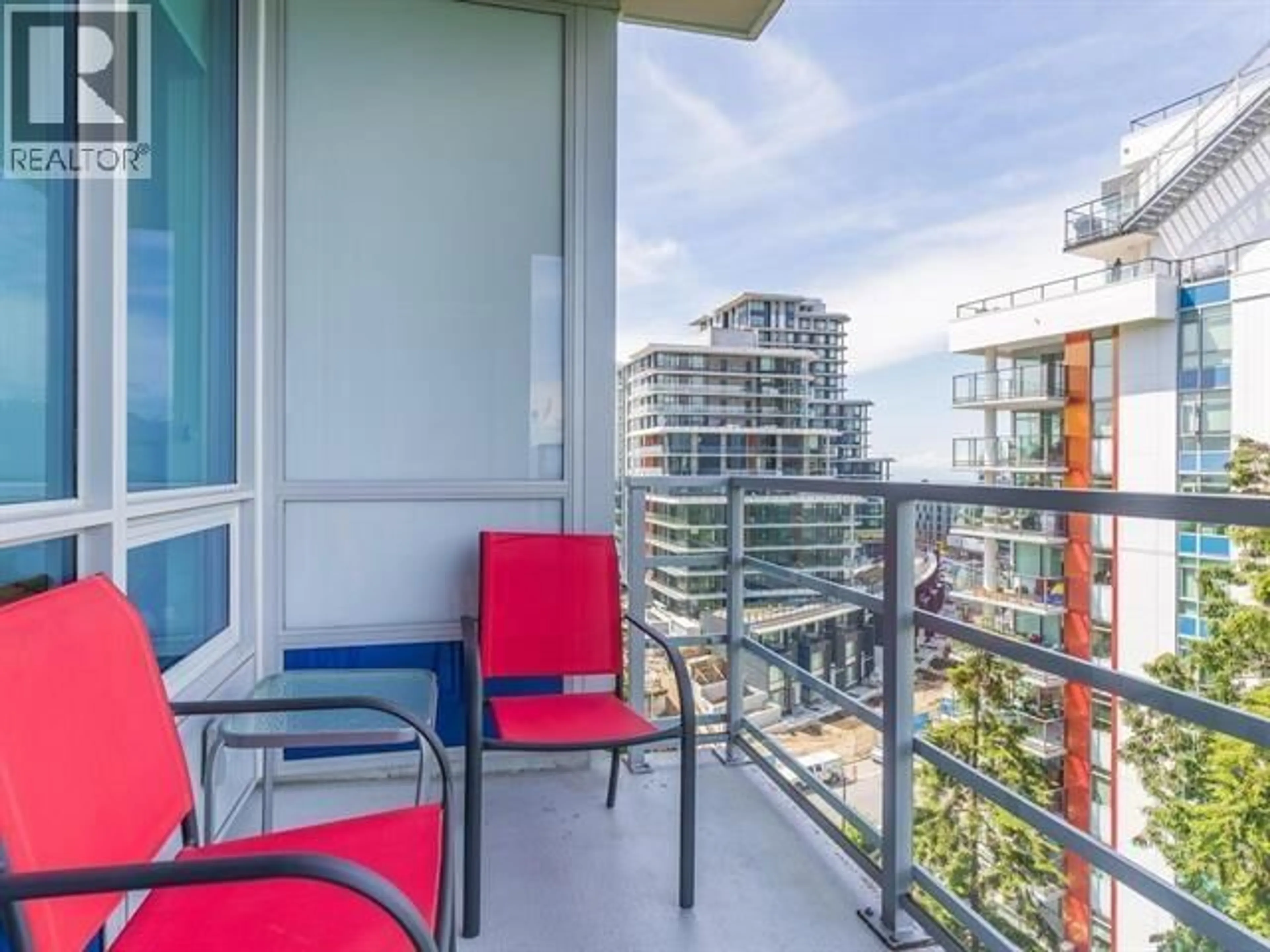 Balcony in the apartment, city buildings view from balcony for 1006 - 9060 UNIVERSITY CRESCENT, Burnaby British Columbia V5A0E1
