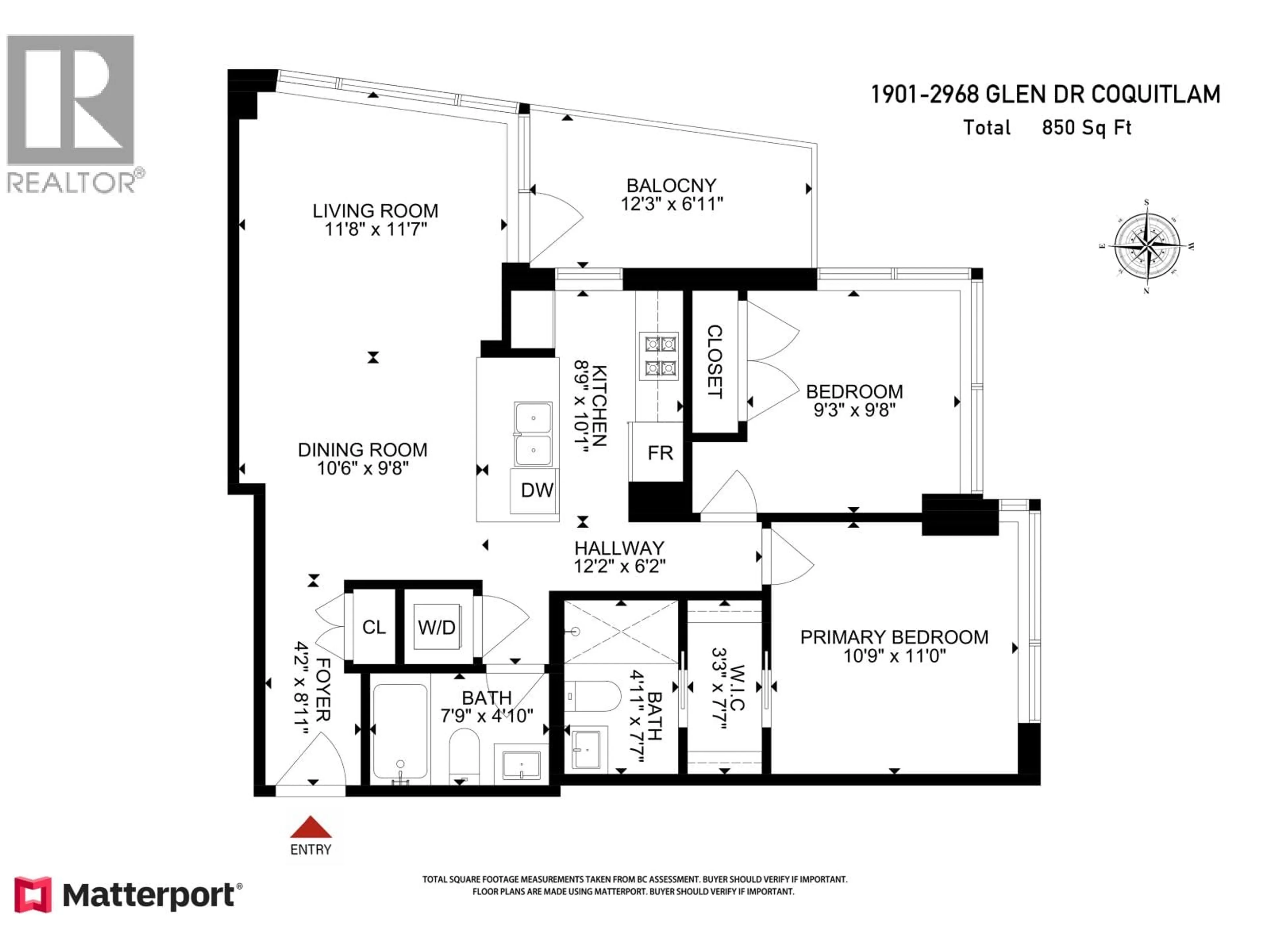 Floor plan for 1901 - 2968 GLEN DRIVE, Coquitlam British Columbia V3B0C4