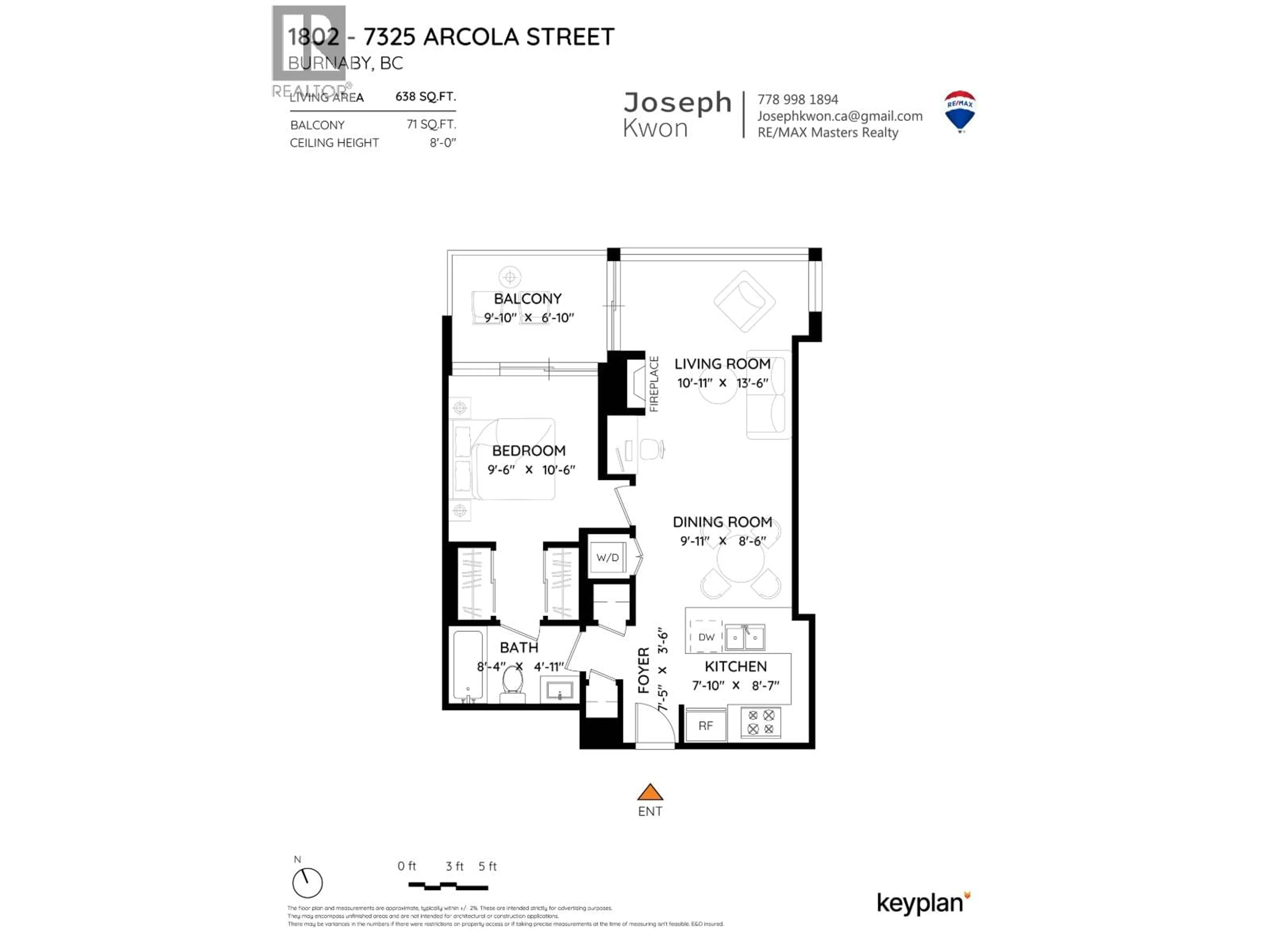 Floor plan for 1802 - 7325 ARCOLA STREET, Burnaby British Columbia V5E0A8