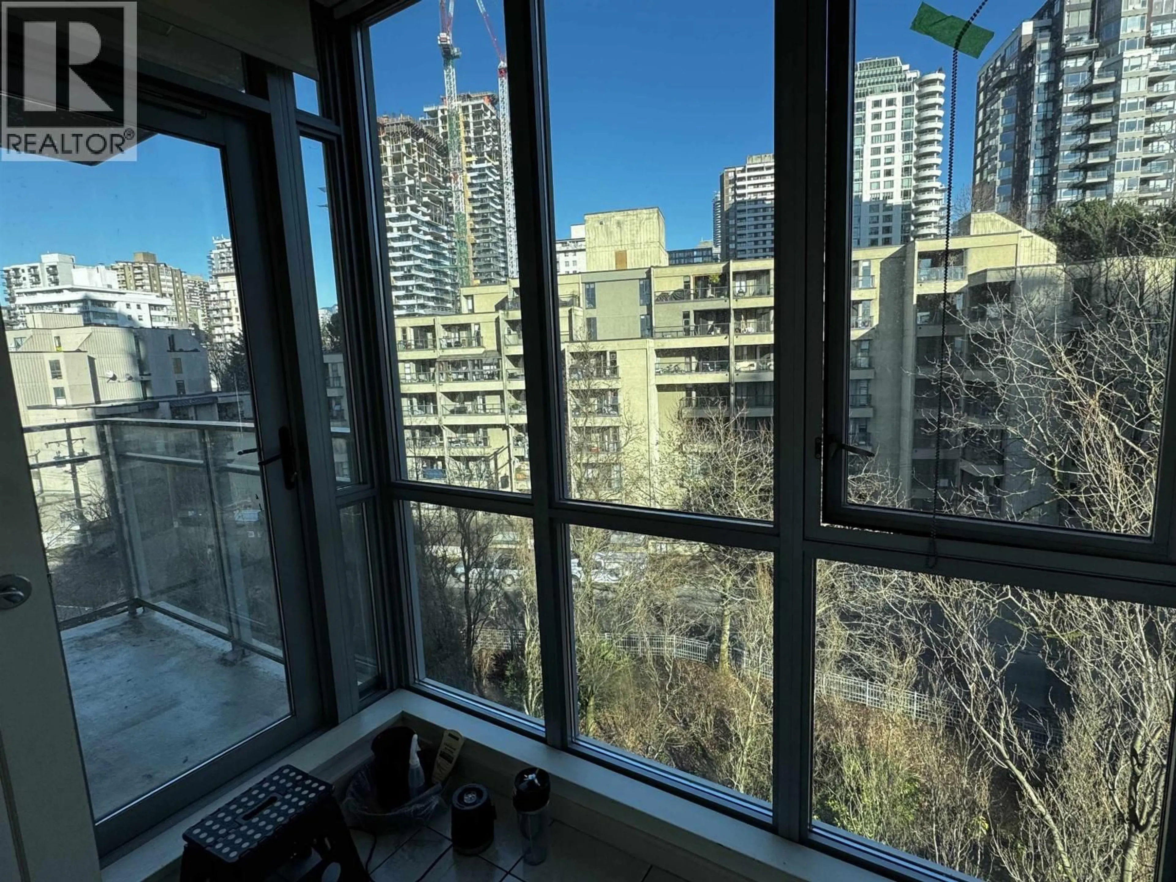 Balcony in the apartment, city buildings view from balcony for 806 - 1005 BEACH AVENUE, Vancouver British Columbia V6E3W2