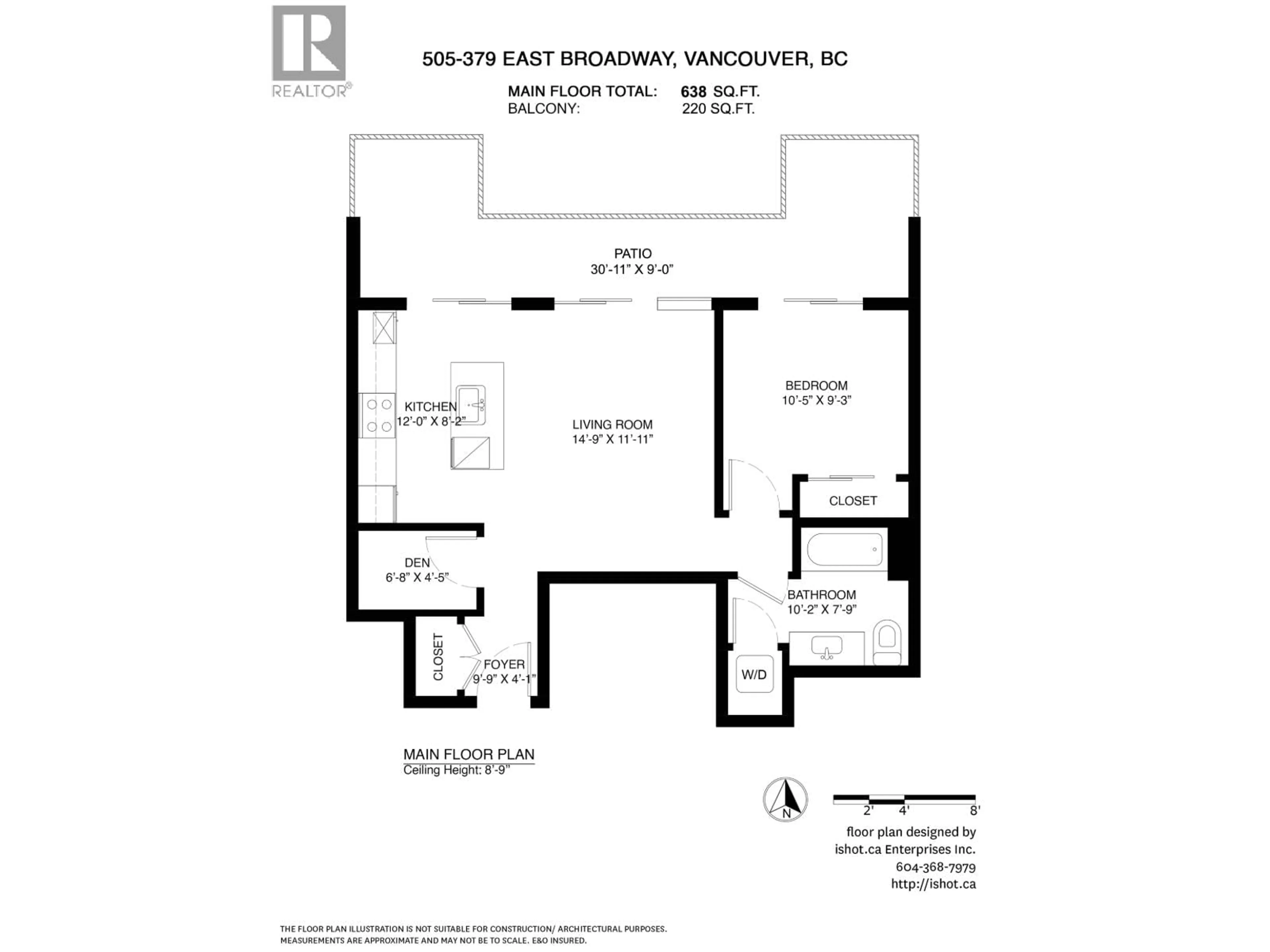 Floor plan for 505 - 379 BROADWAY, Vancouver British Columbia V5T1W6