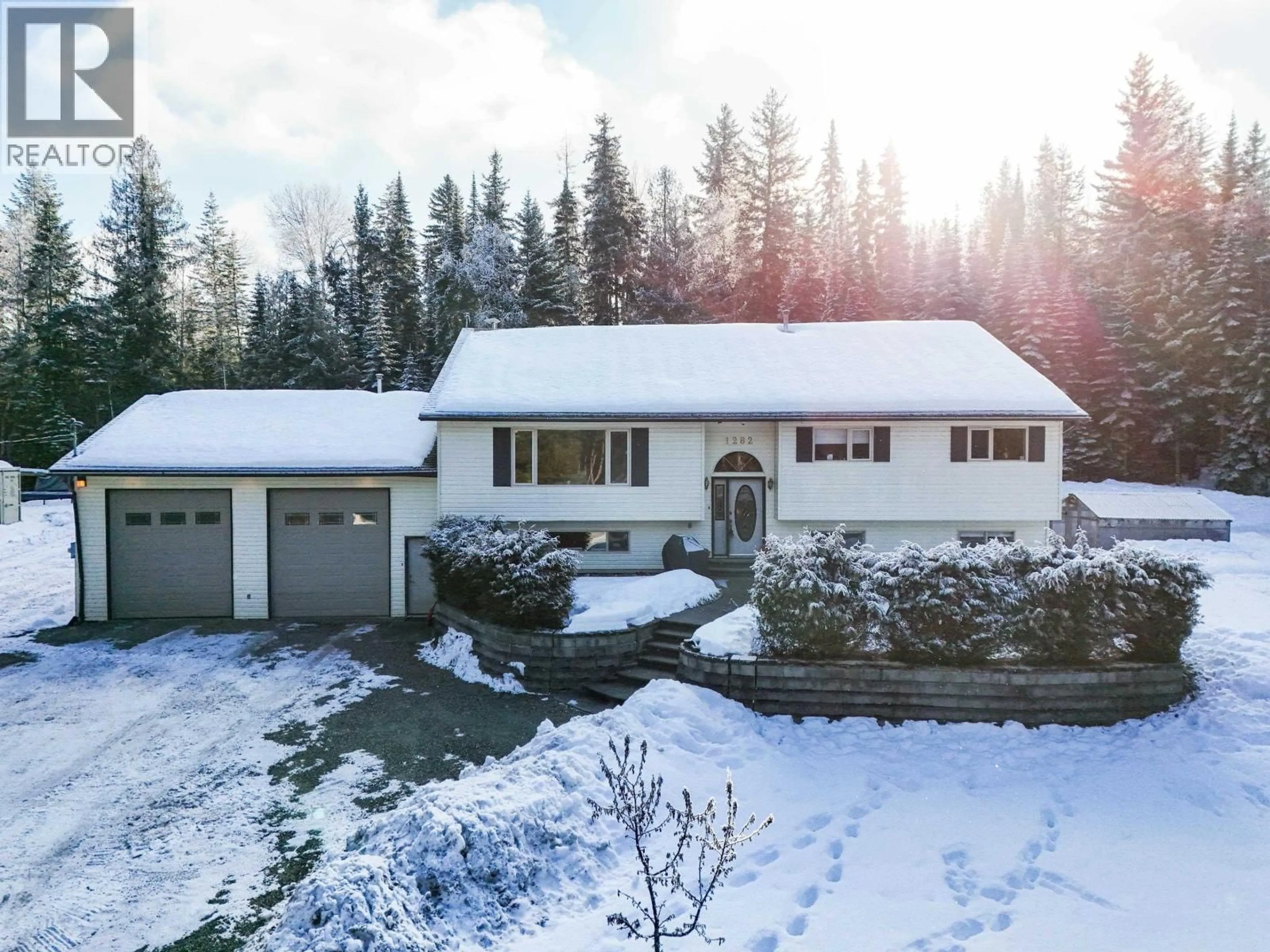 A pic from outside/outdoor area/front of a property/back of a property/a pic from drone, street for 1282 OMEGA ROAD, Quesnel British Columbia V2J6V1
