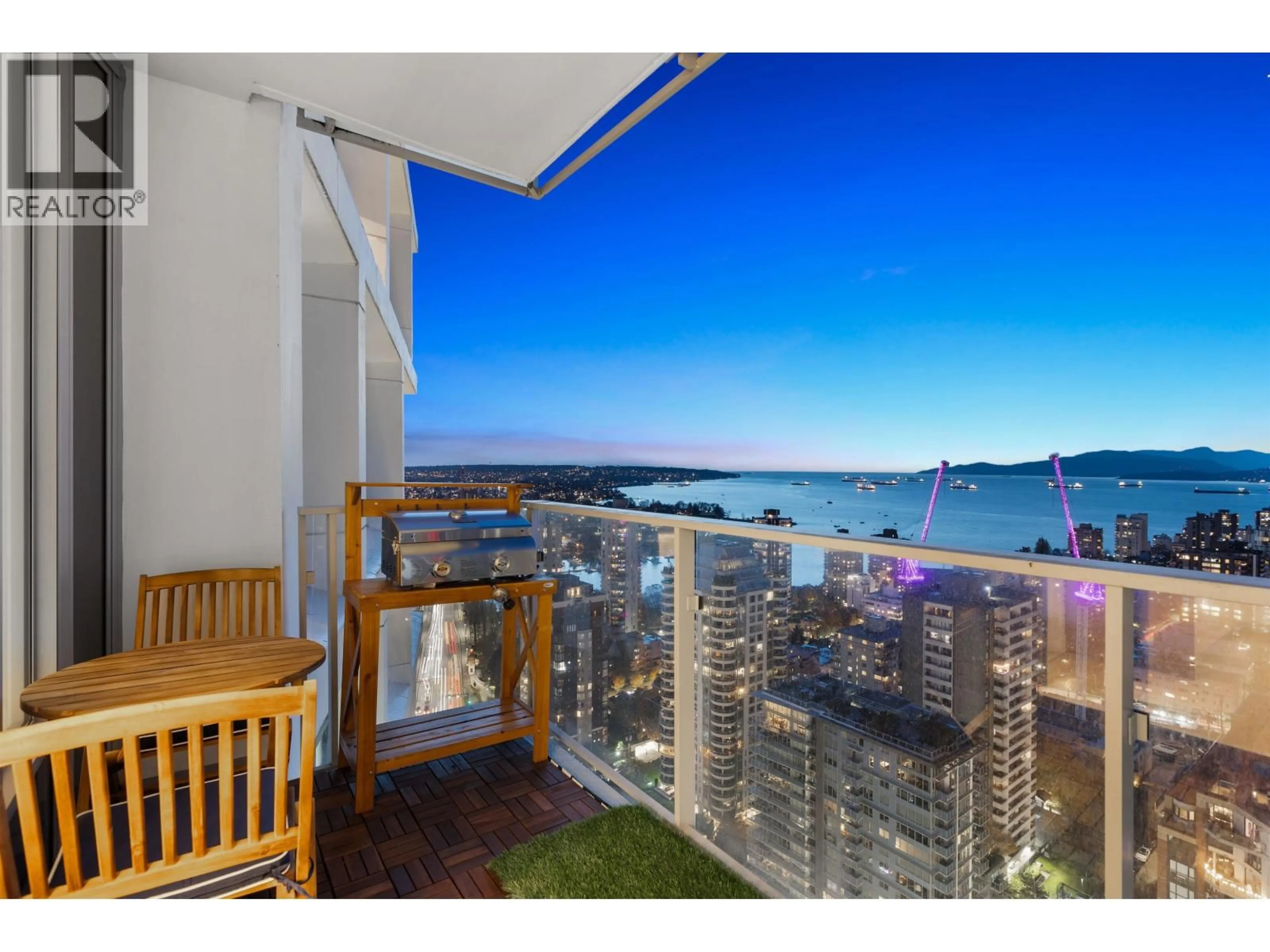 Balcony in the apartment, water/lake/river/ocean view for 3601 - 1289 HORNBY STREET, Vancouver British Columbia V6Z0G7