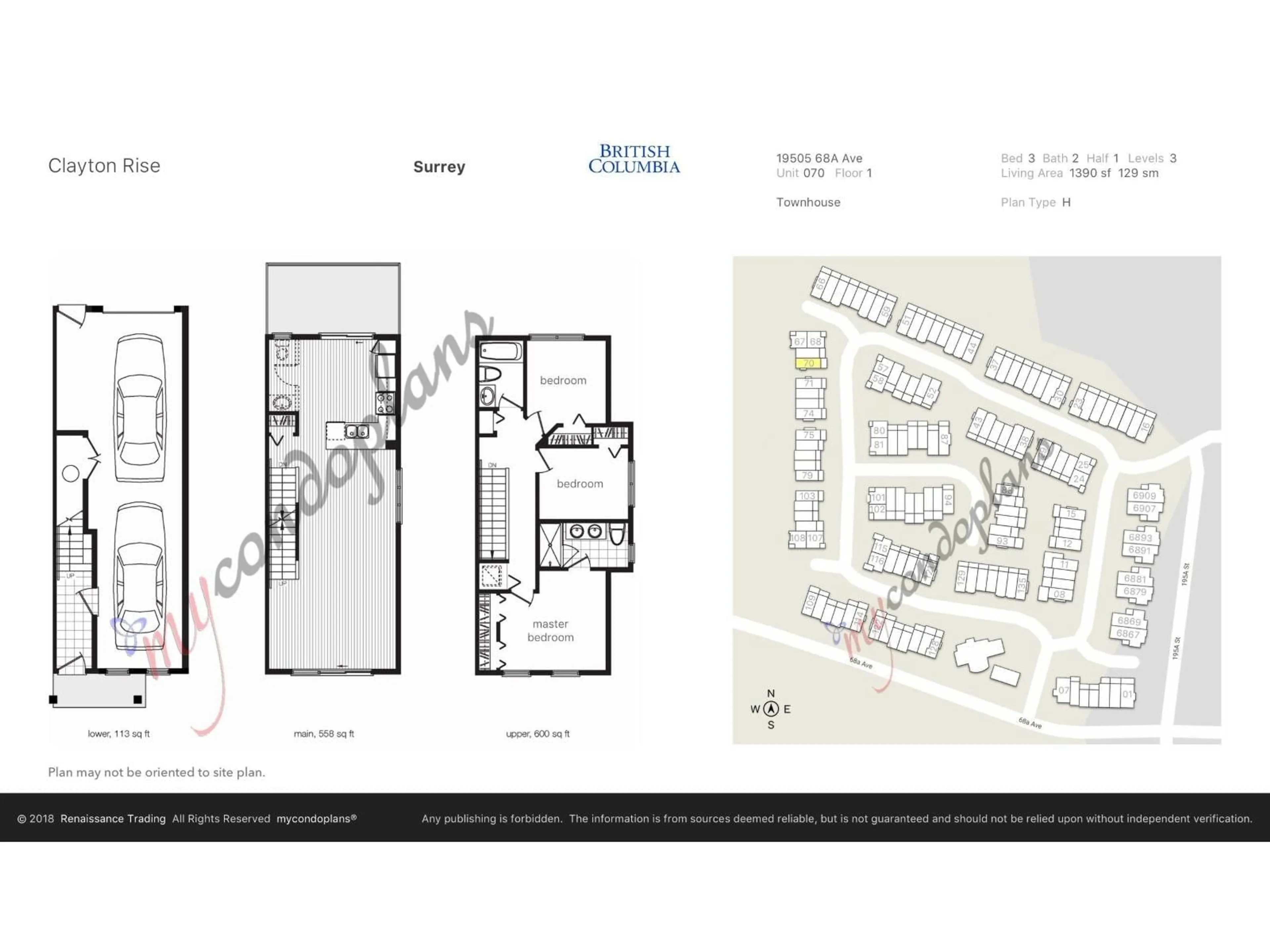 Floor plan for 70 - 19505 68A AVENUE, Surrey British Columbia V4N6K3