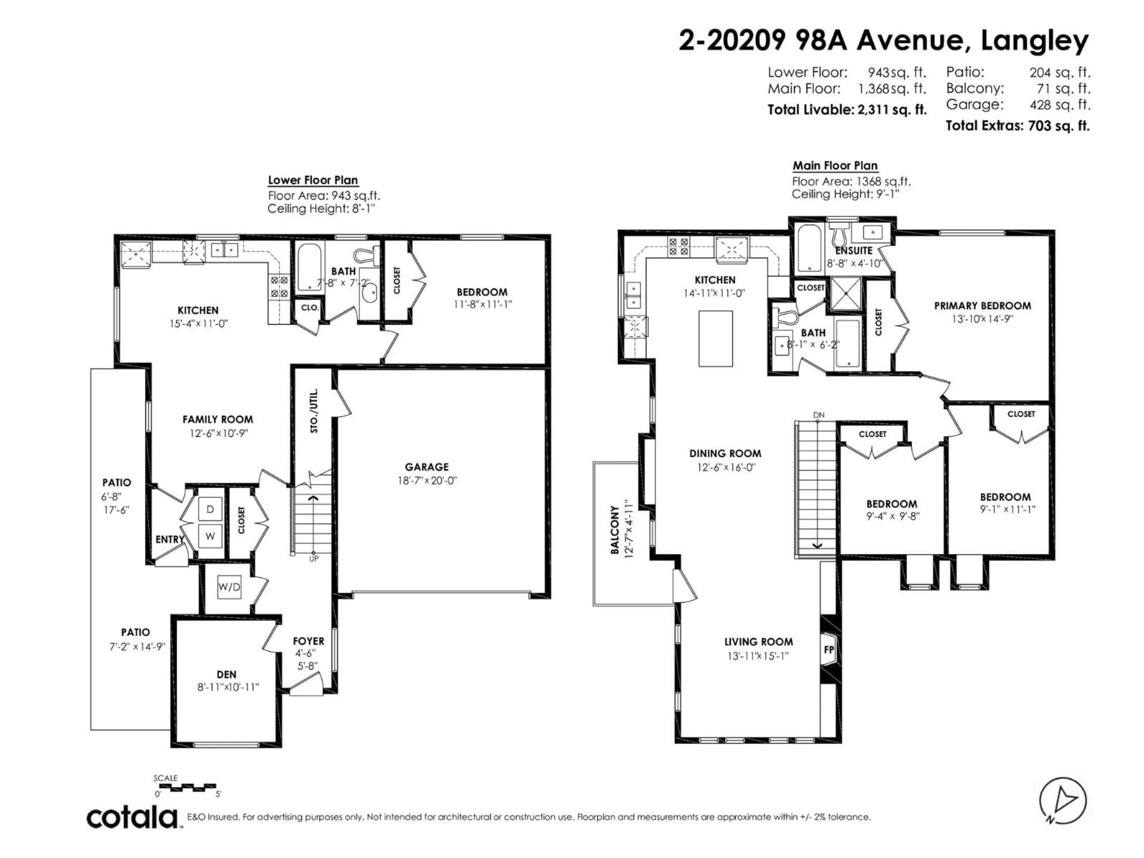 Floor plan for 2 - 20209 98A AVENUE, Langley British Columbia V1M3E3