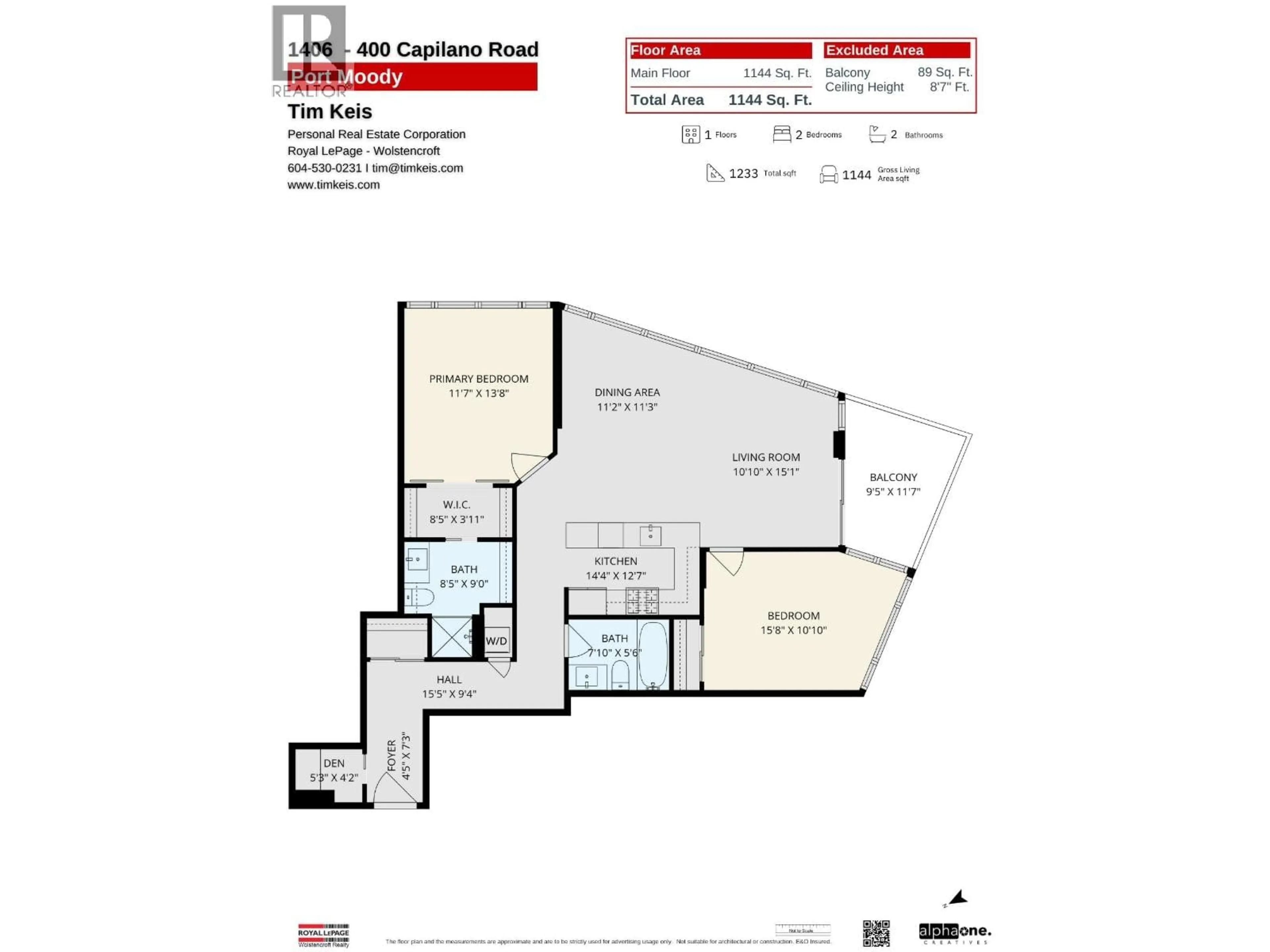 Floor plan for 1406 - 400 CAPILANO ROAD, Port Moody British Columbia V3H0E1