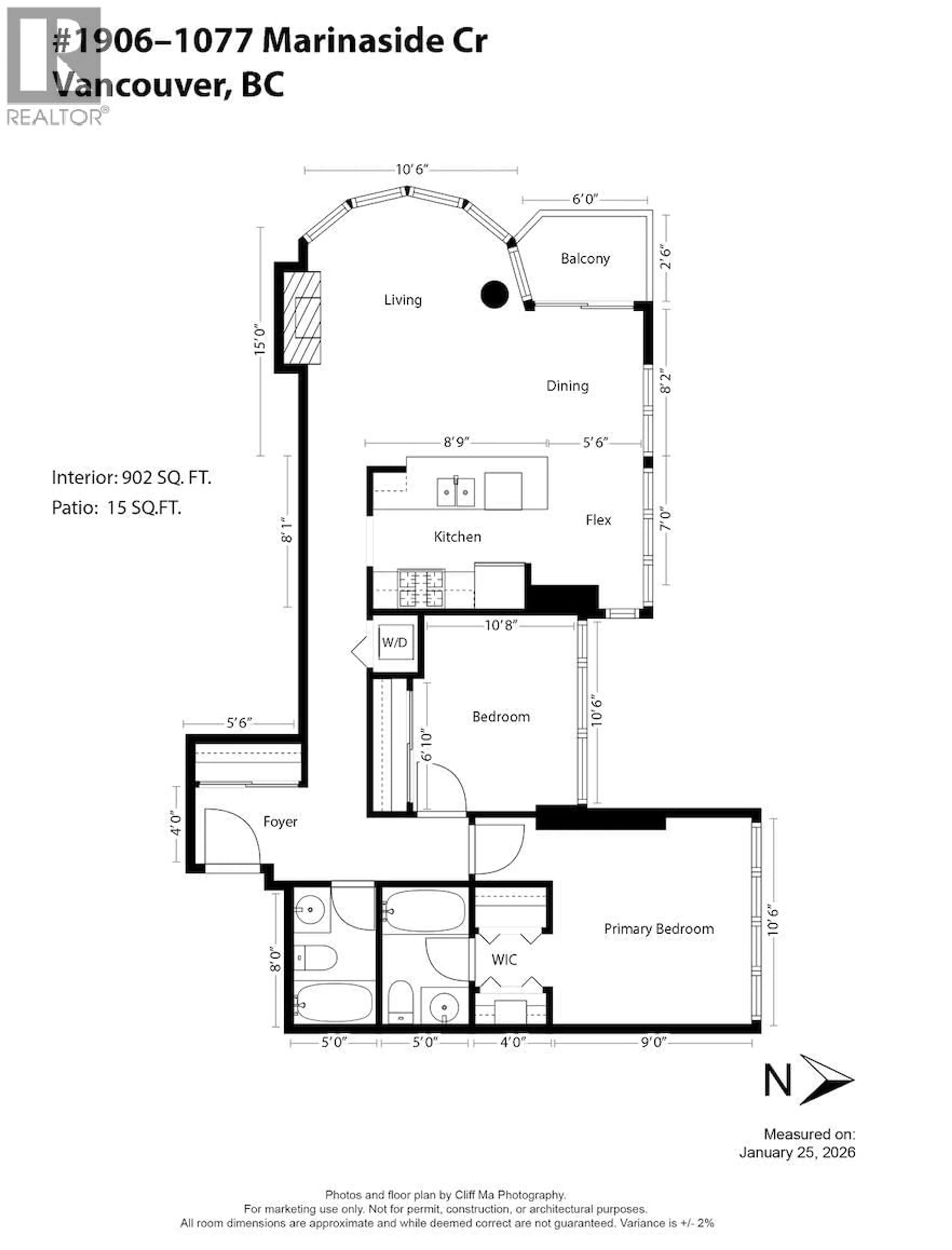 Floor plan for 1906 - 1077 MARINASIDE CRESCENT, Vancouver British Columbia V6Z2Z5