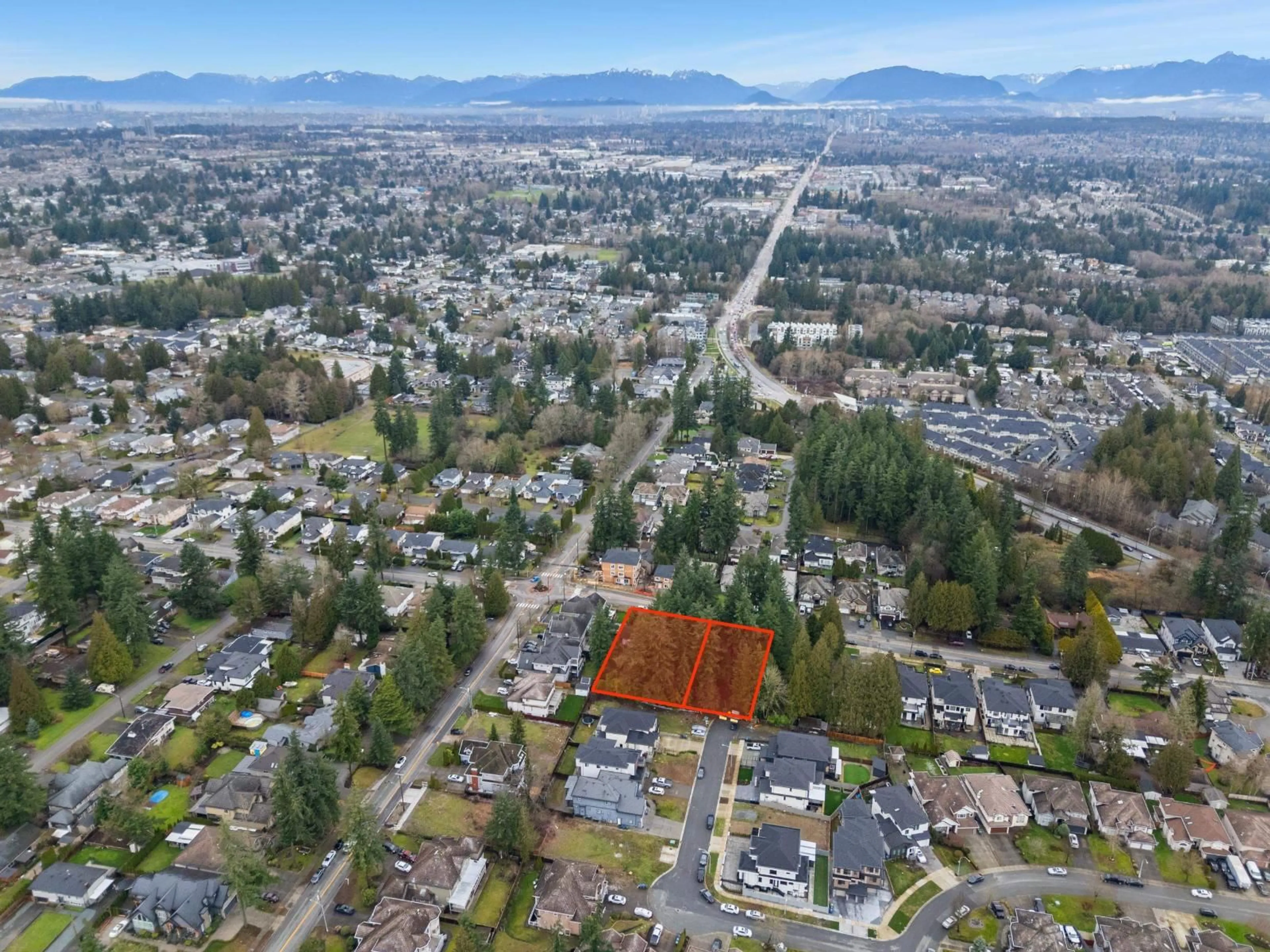 A pic from outside/outdoor area/front of a property/back of a property/a pic from drone, mountain view for 13644 60 AVENUE, Surrey British Columbia V3X2M8