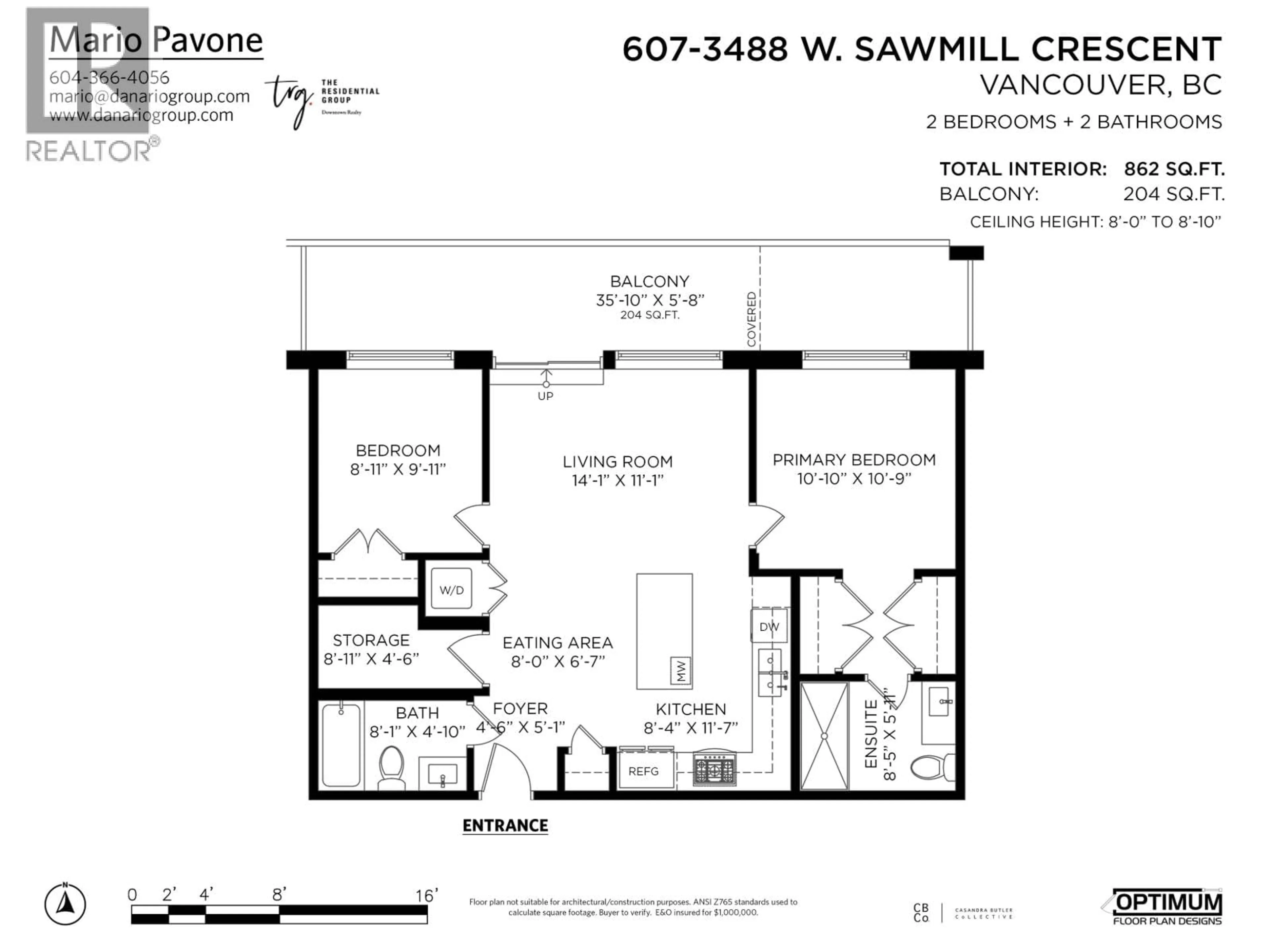 Floor plan for 607 - 3488 SAWMILL CRESCENT, Vancouver British Columbia V5S0C7