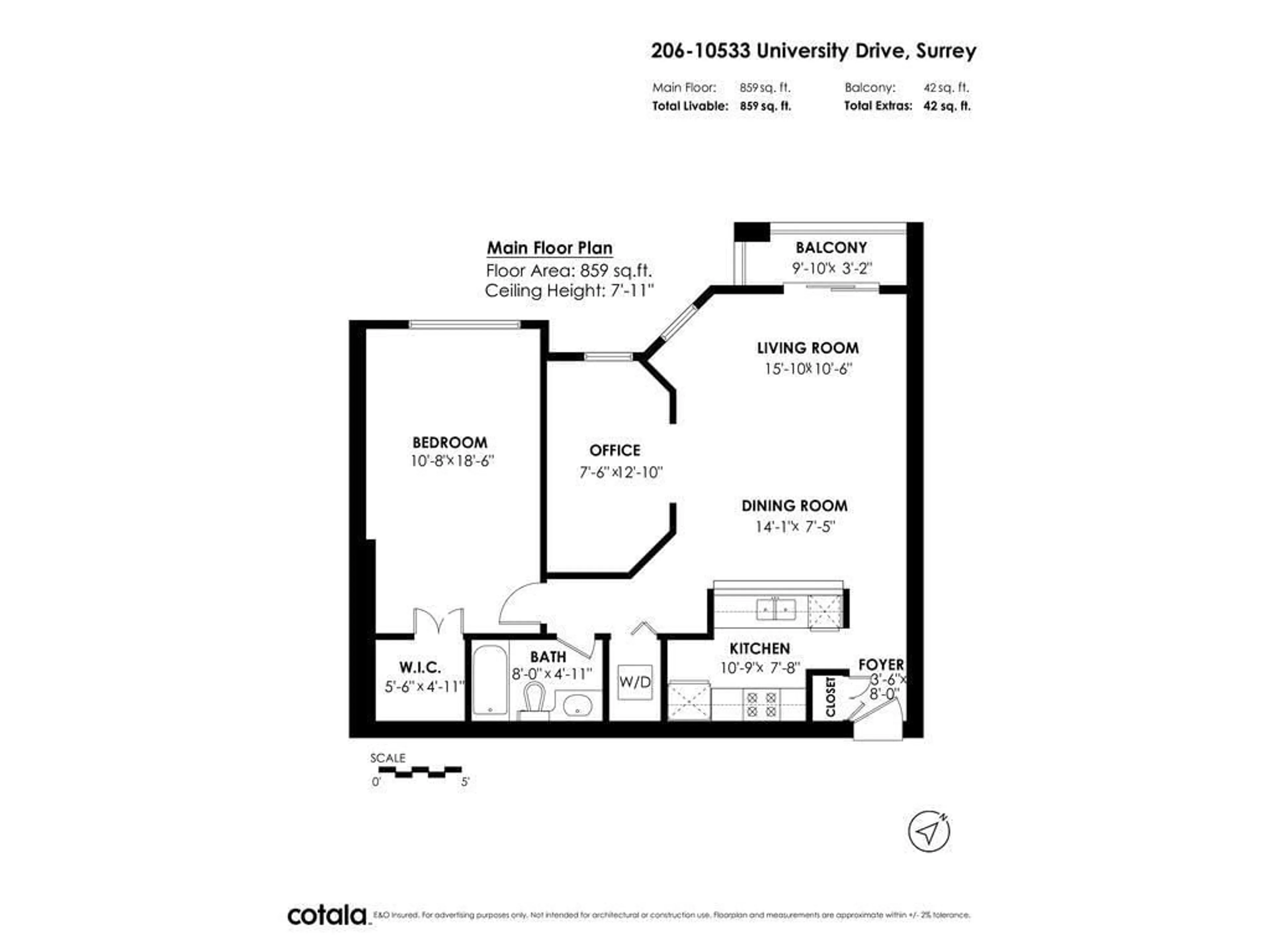 Floor plan for 206 - 10533 UNIVERSITY DRIVE, Surrey British Columbia V3T5T7
