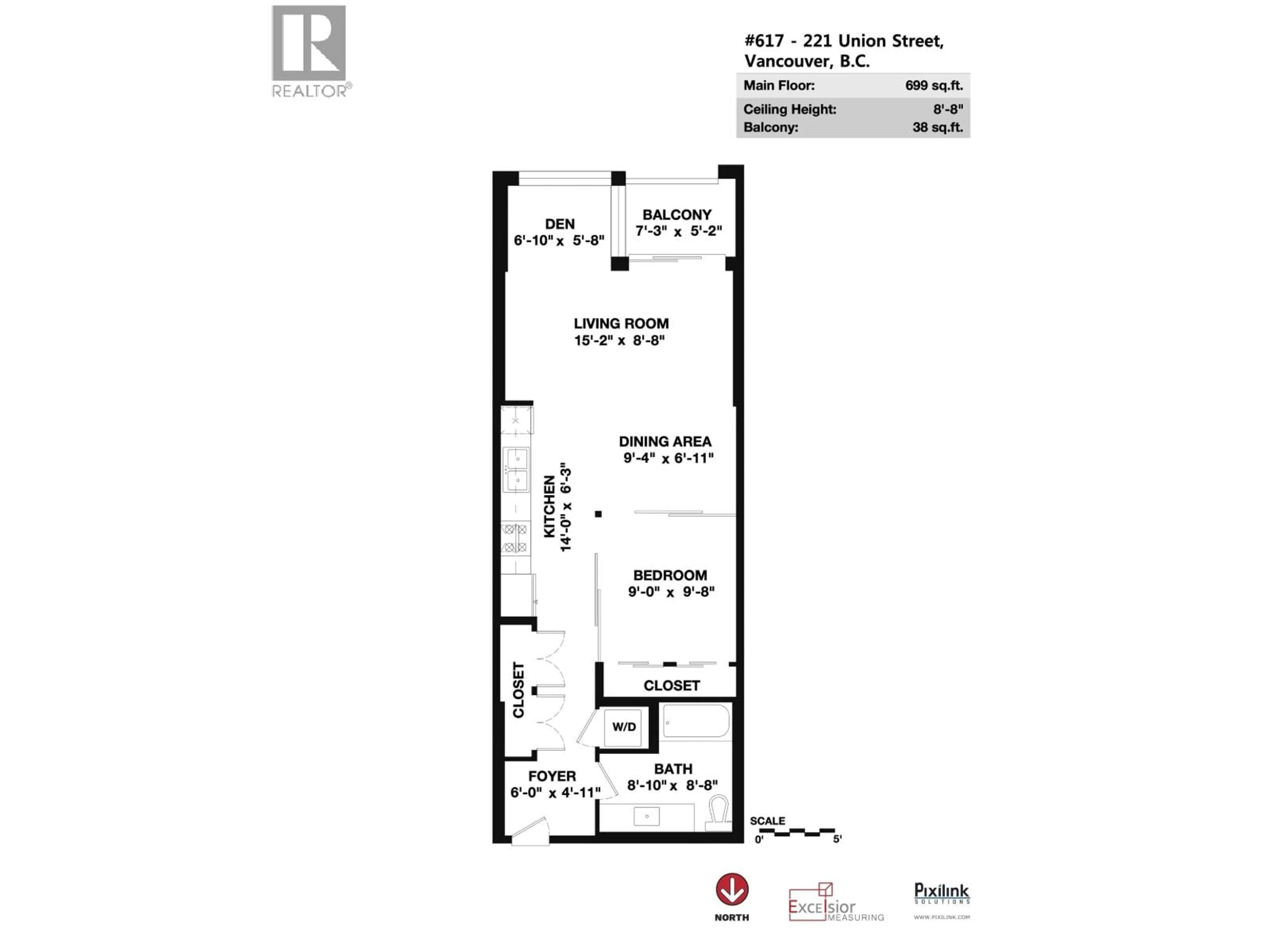 Floor plan for 617 - 221 UNION STREET, Vancouver British Columbia V6A0B4