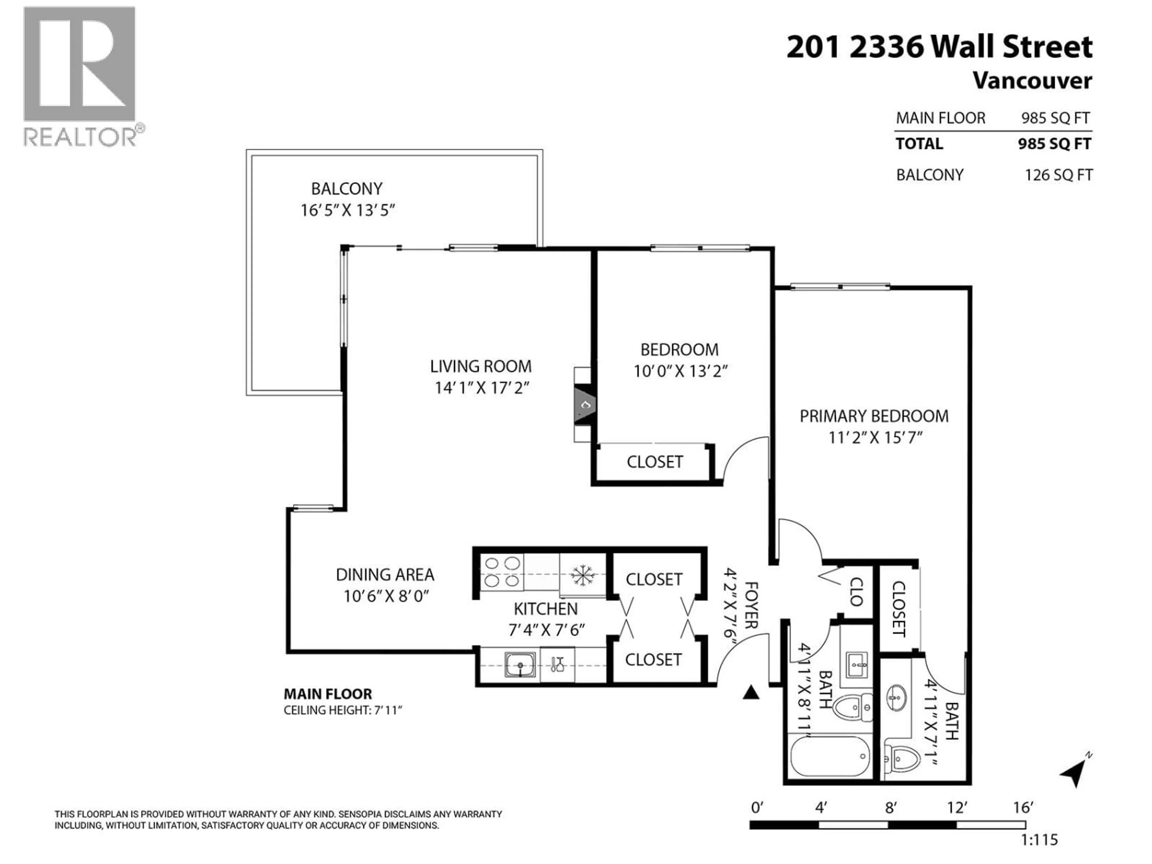 Floor plan for 201 - 2336 WALL STREET, Vancouver British Columbia V5L1B7