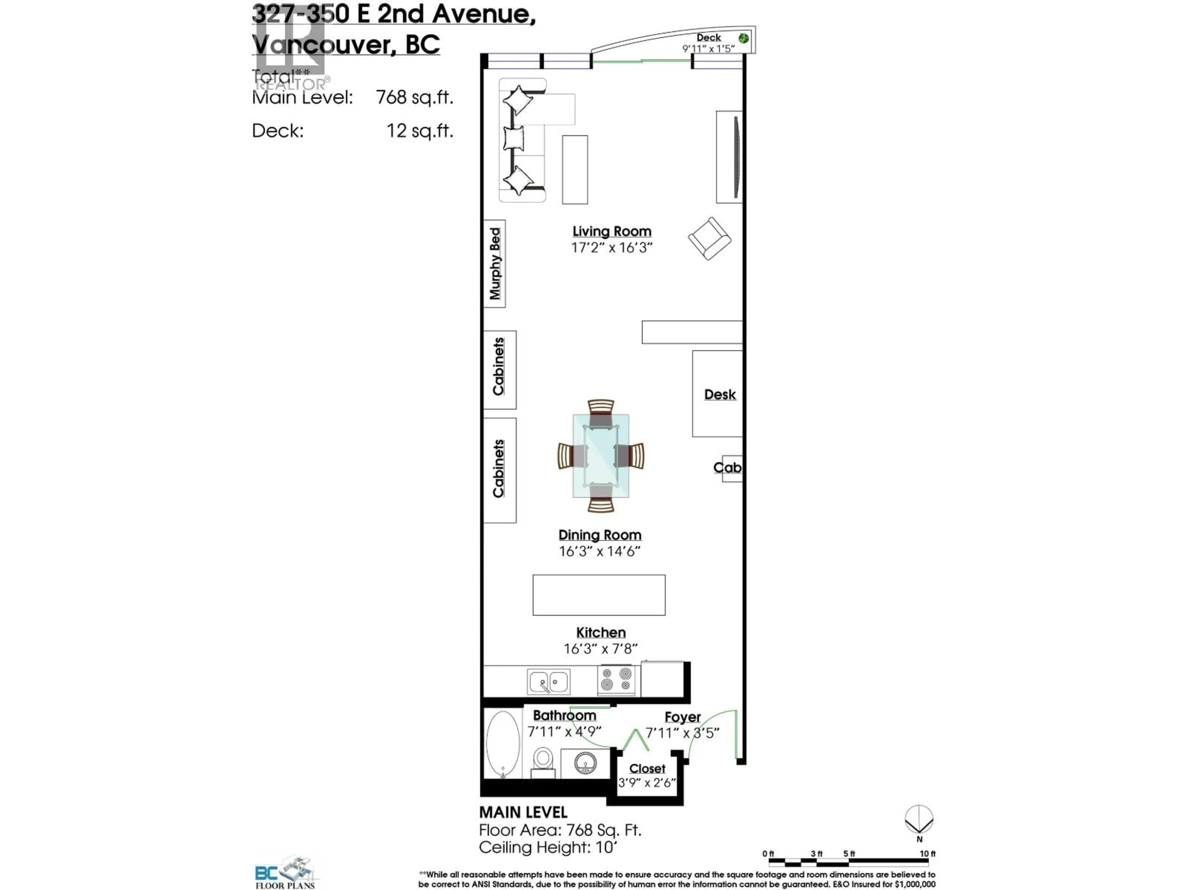 Floor plan for 327 - 350 2ND AVENUE, Vancouver British Columbia V5T4R8