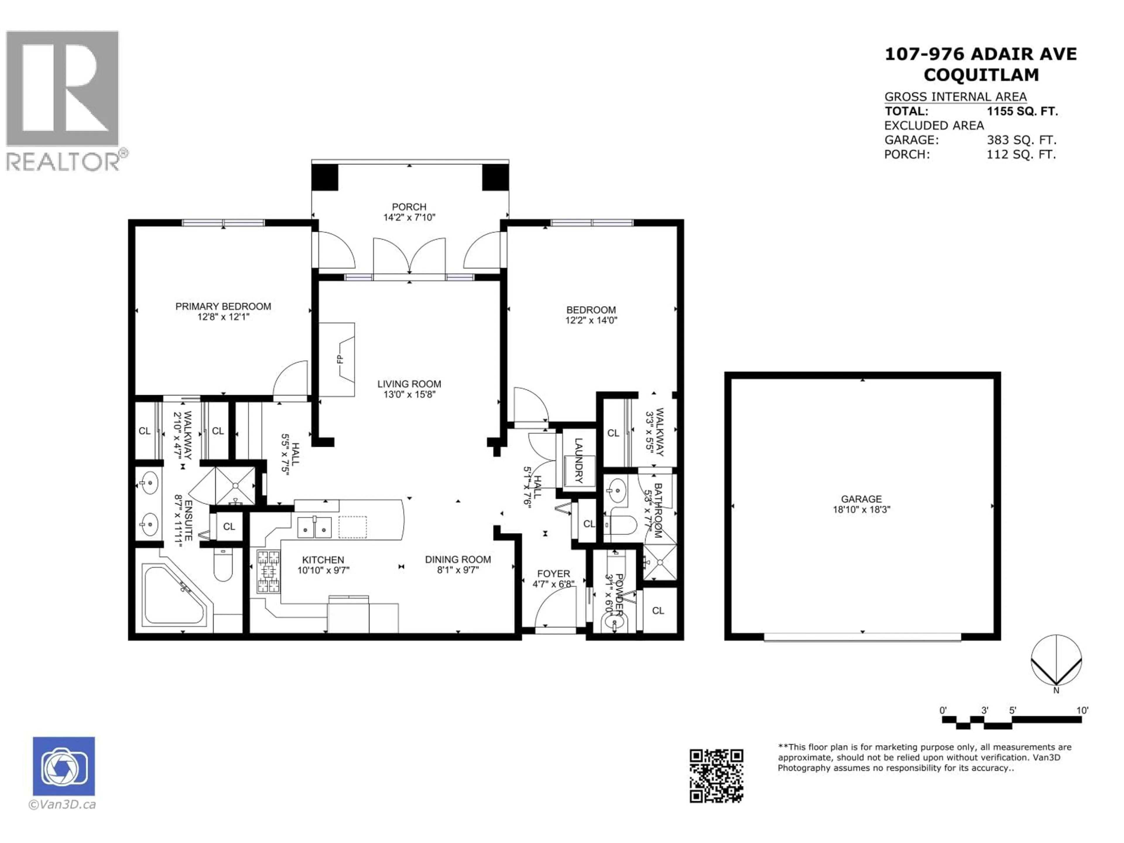 Floor plan for 107 - 976 ADAIR AVENUE, Coquitlam British Columbia V3K3V2