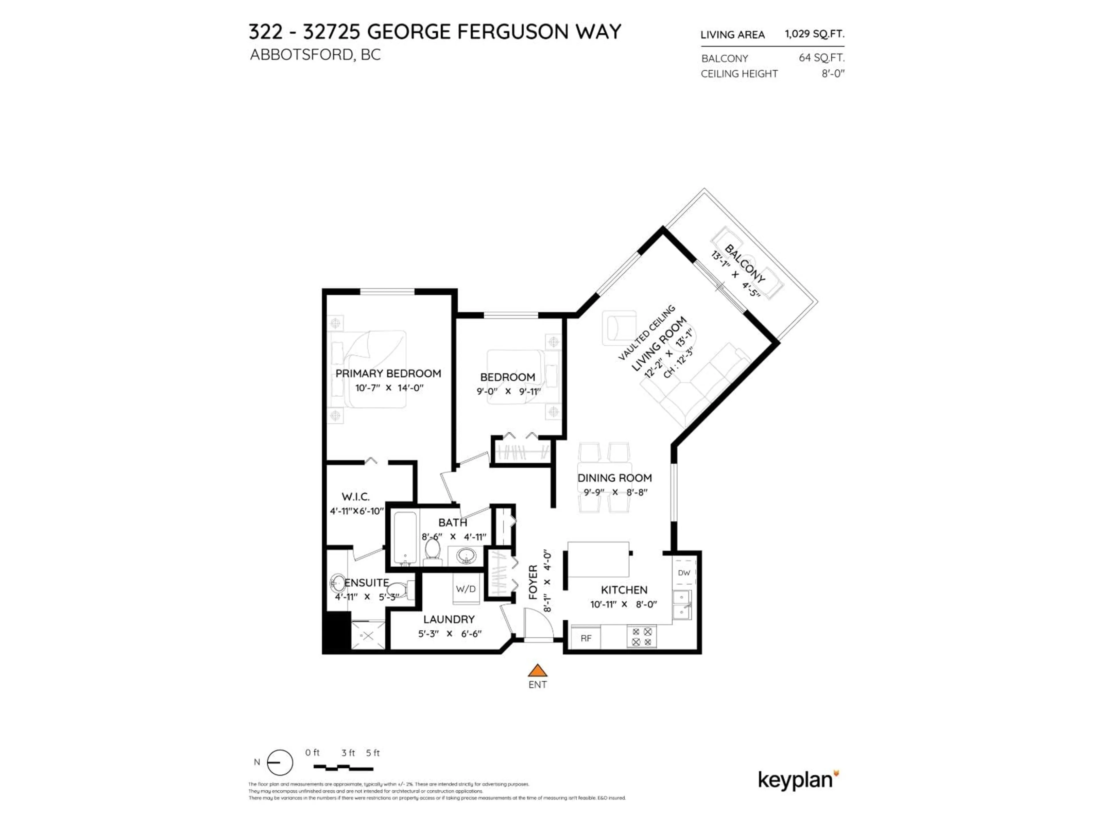 Floor plan for 322 - 32725 GEORGE FERGUSON WAY, Abbotsford British Columbia V2T5M5