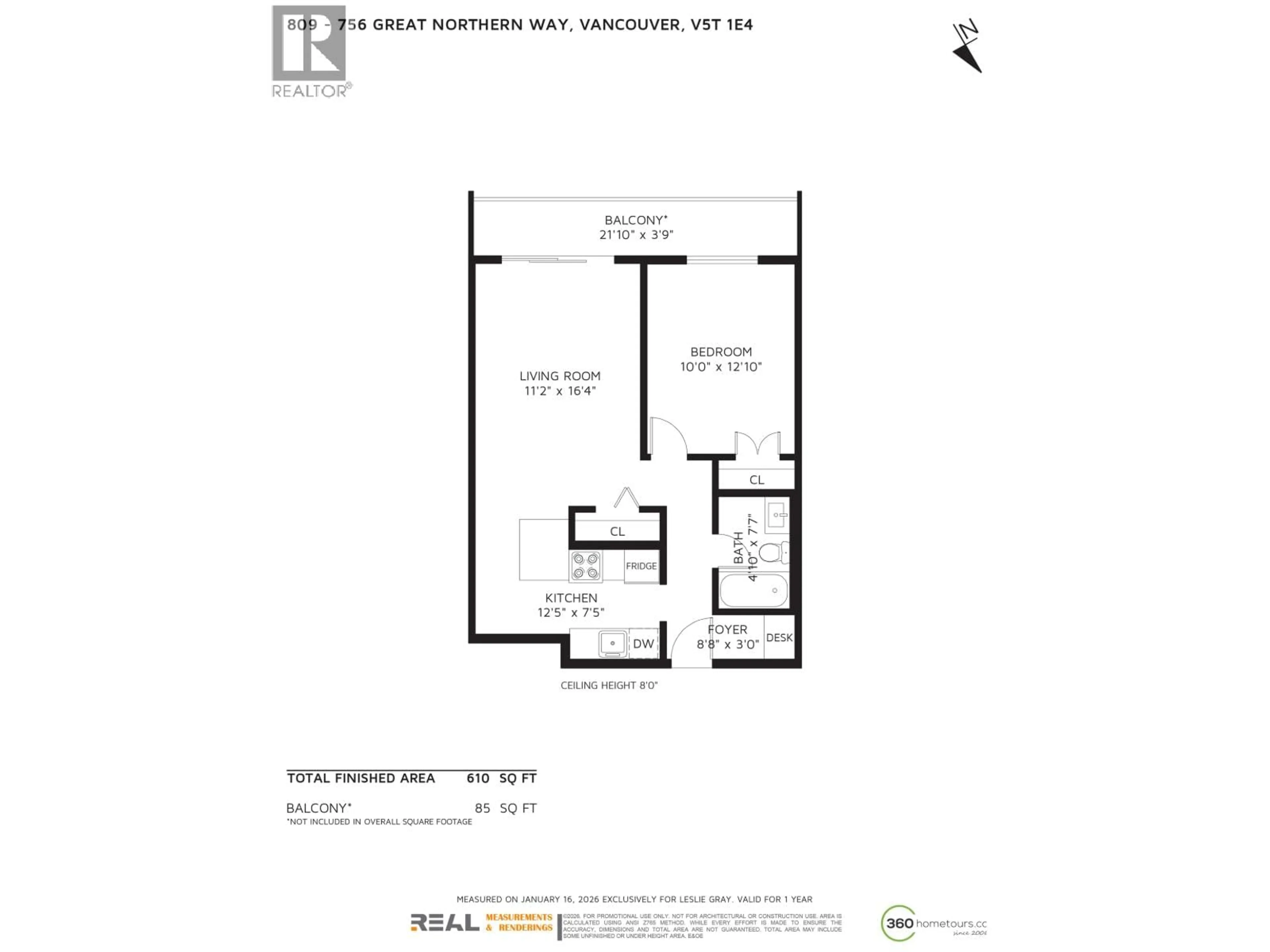 Floor plan for 809 - 756 GREAT NORTHERN WAY, Vancouver British Columbia V5T1E4
